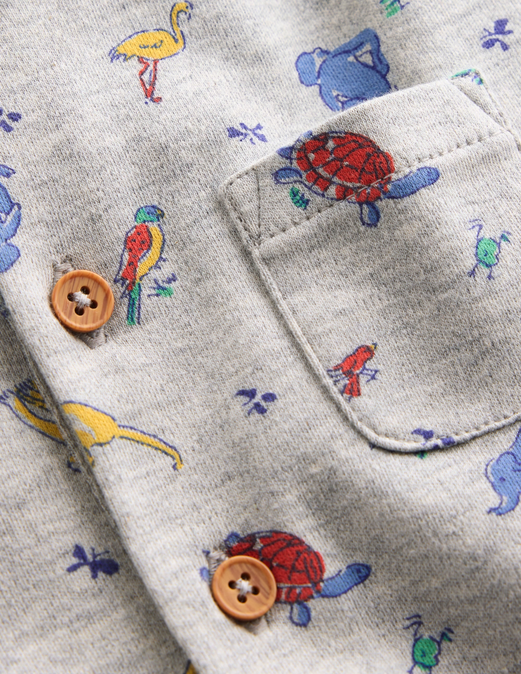 Short Sleeve Jersey Romper-Grey Marl Jungle Animals - Image 3