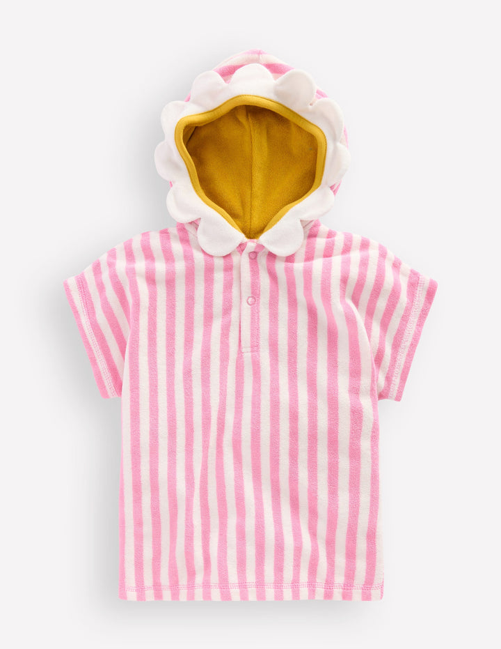 Novelty Towelling Throw-on-Pink Flower