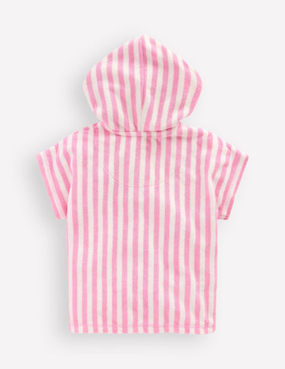 Novelty Towelling Throw-on-Pink Flower-2