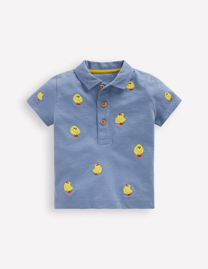 Embroidered Polo-Light Blue Fluffy Chicks