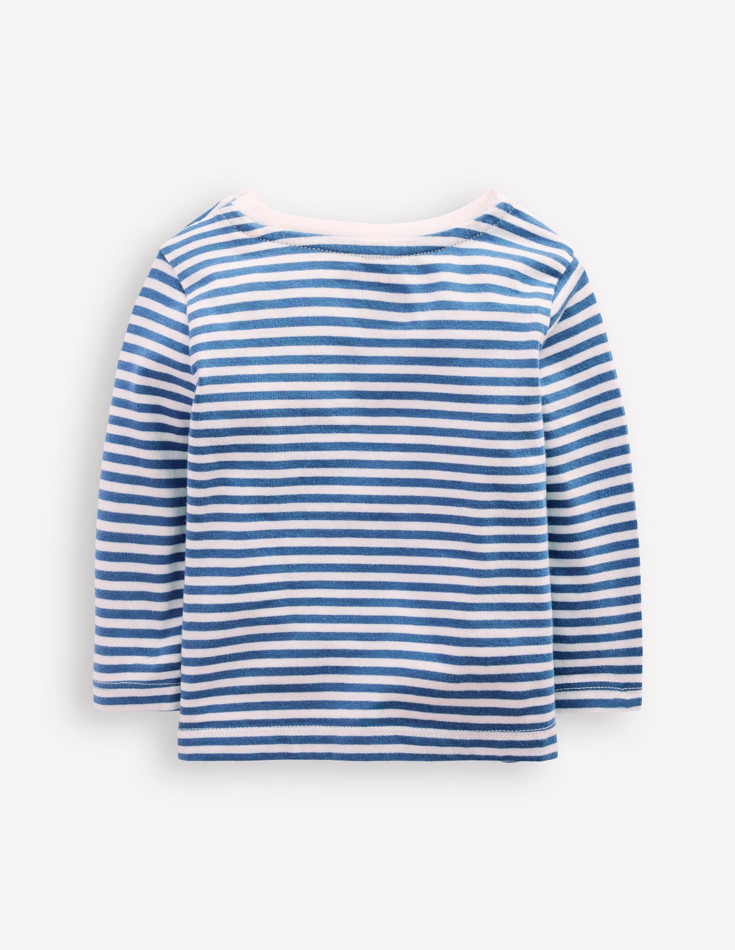 Long Sleeve Appliqué T-Shirt-Blue Stripe Tractors