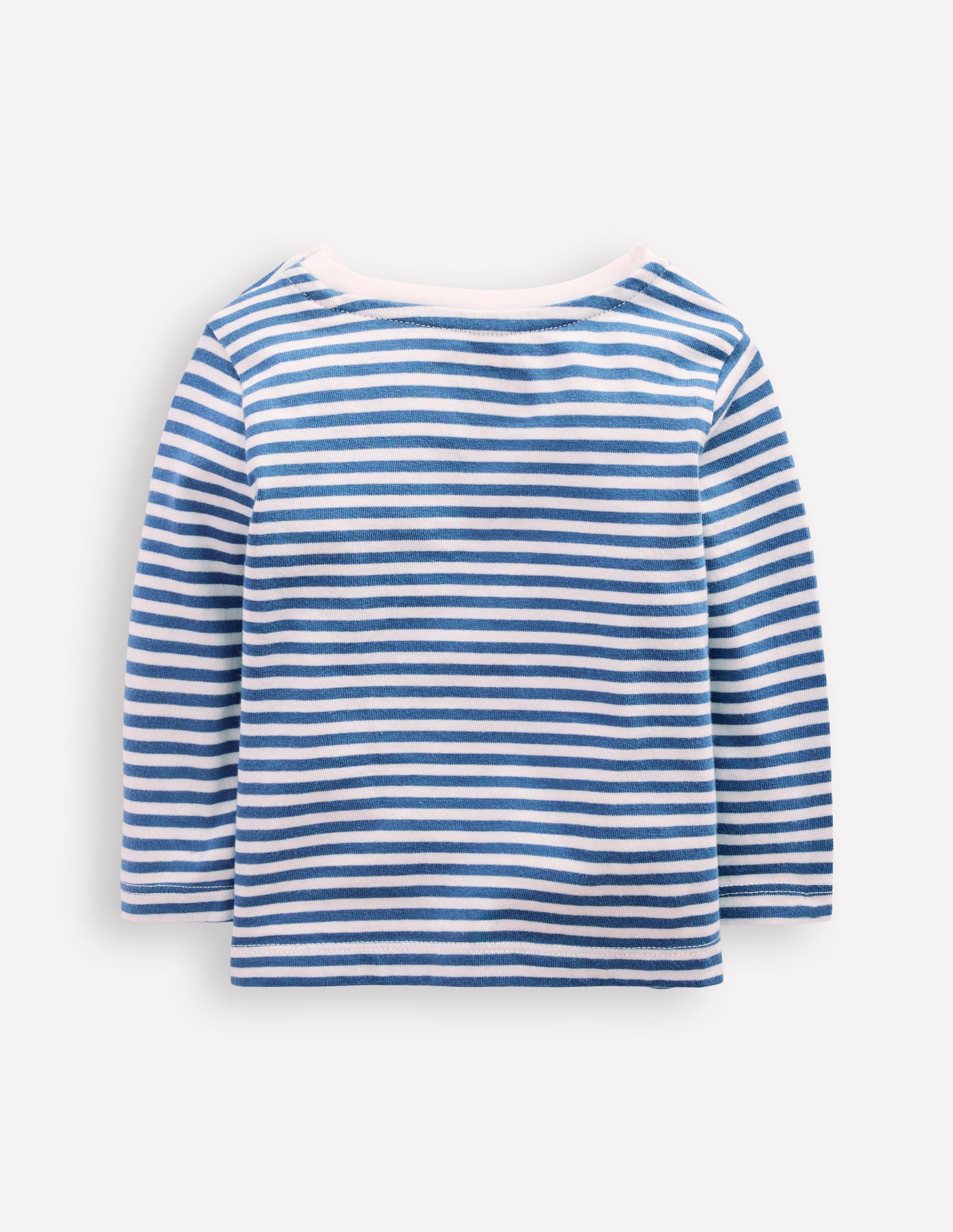 Long Sleeve Appliqué T-Shirt-Blue Stripe Tractors-2
