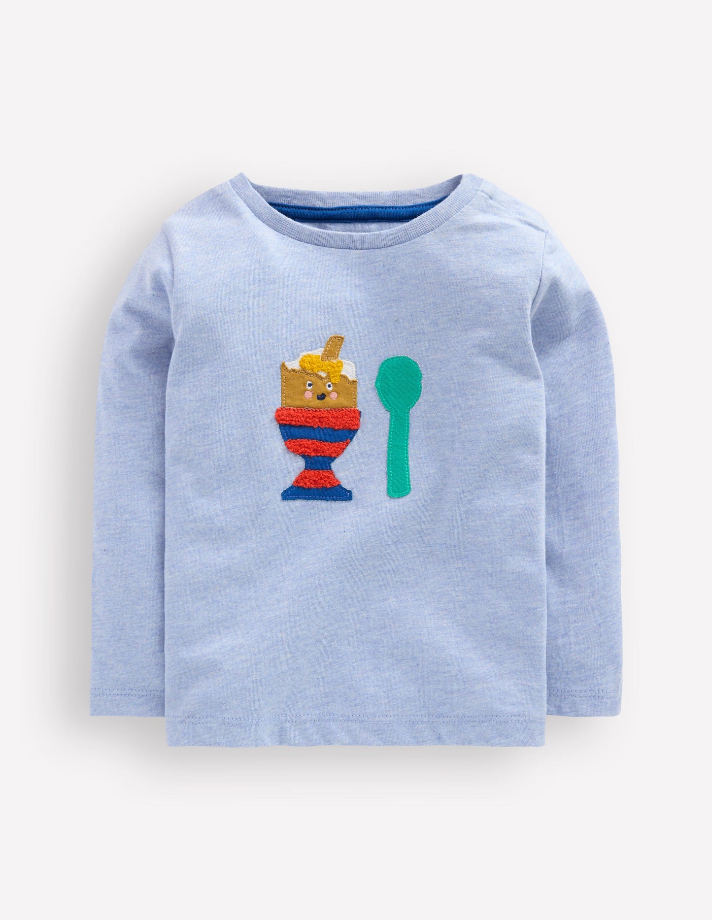 Long Sleeve Applique T-Shirt-Light Blue Dippy Egg