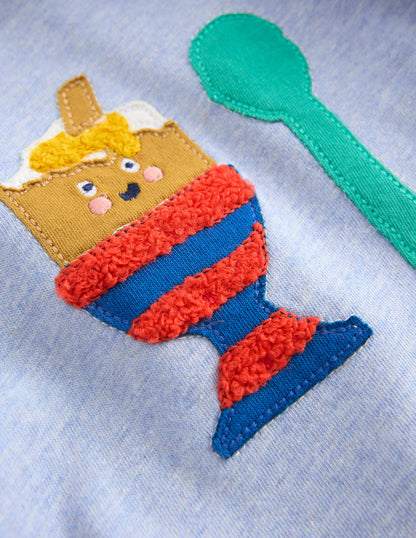 Long Sleeve Applique T-Shirt-Light Blue Dippy Egg-3