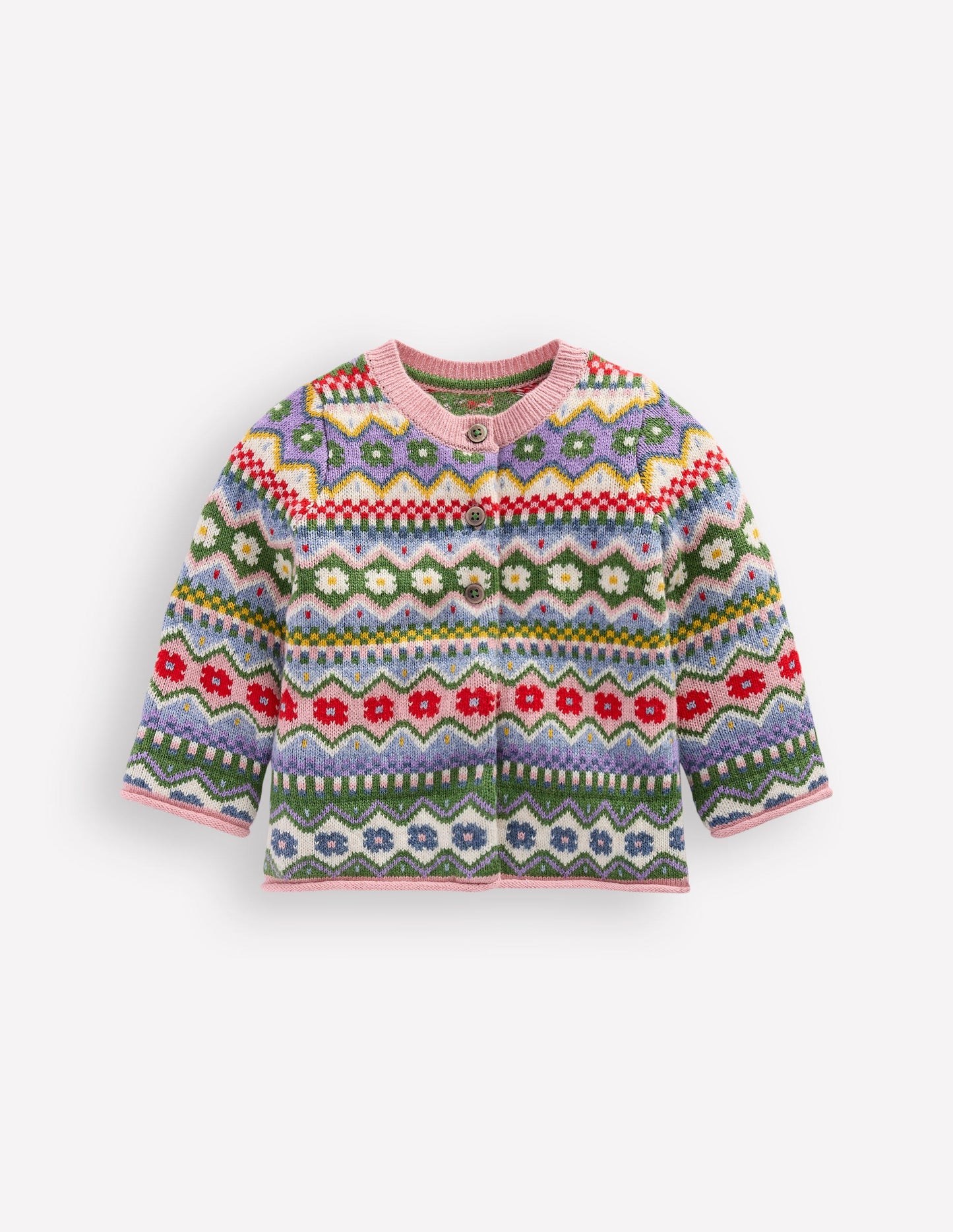 Edie Fair Isle Cardigan-Multi Flower Fair Isle