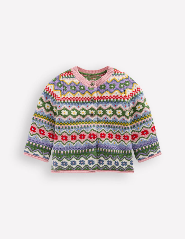 Edie Fair Isle Cardigan-Multi Flower Fair Isle