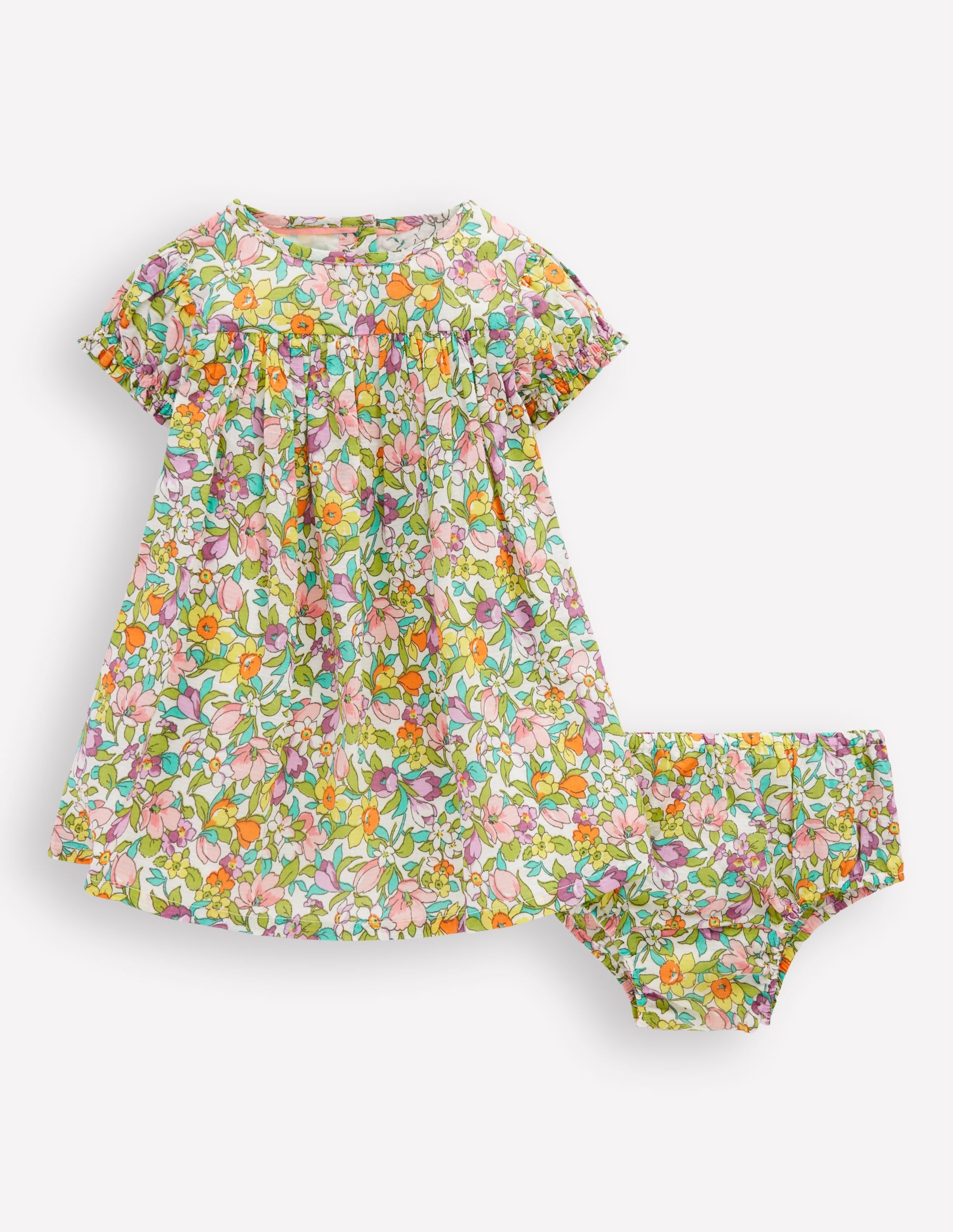 Gathered Woven Dress-Multi Florabunda - Image 1