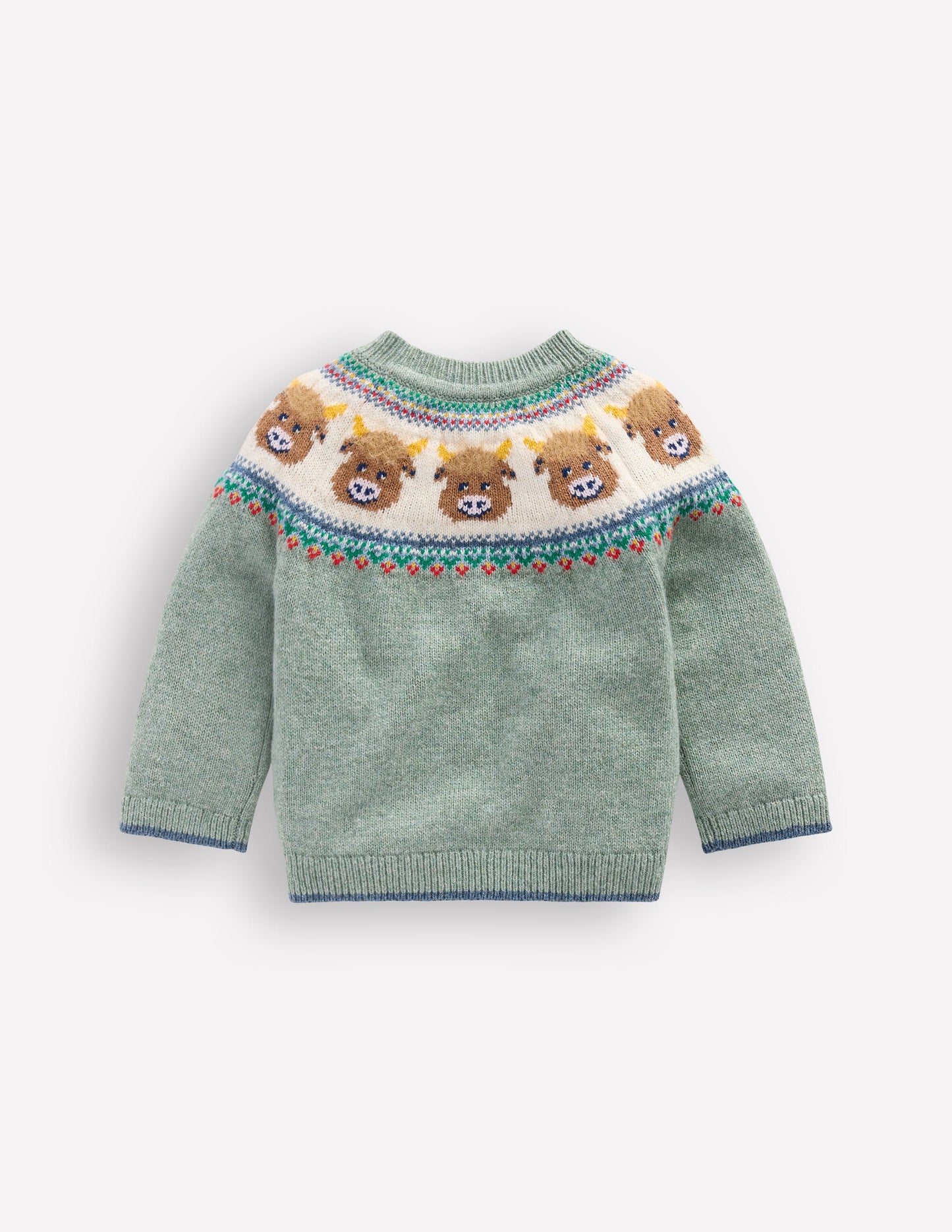 Fair isle Sweater-Csarite Green Highland Cow