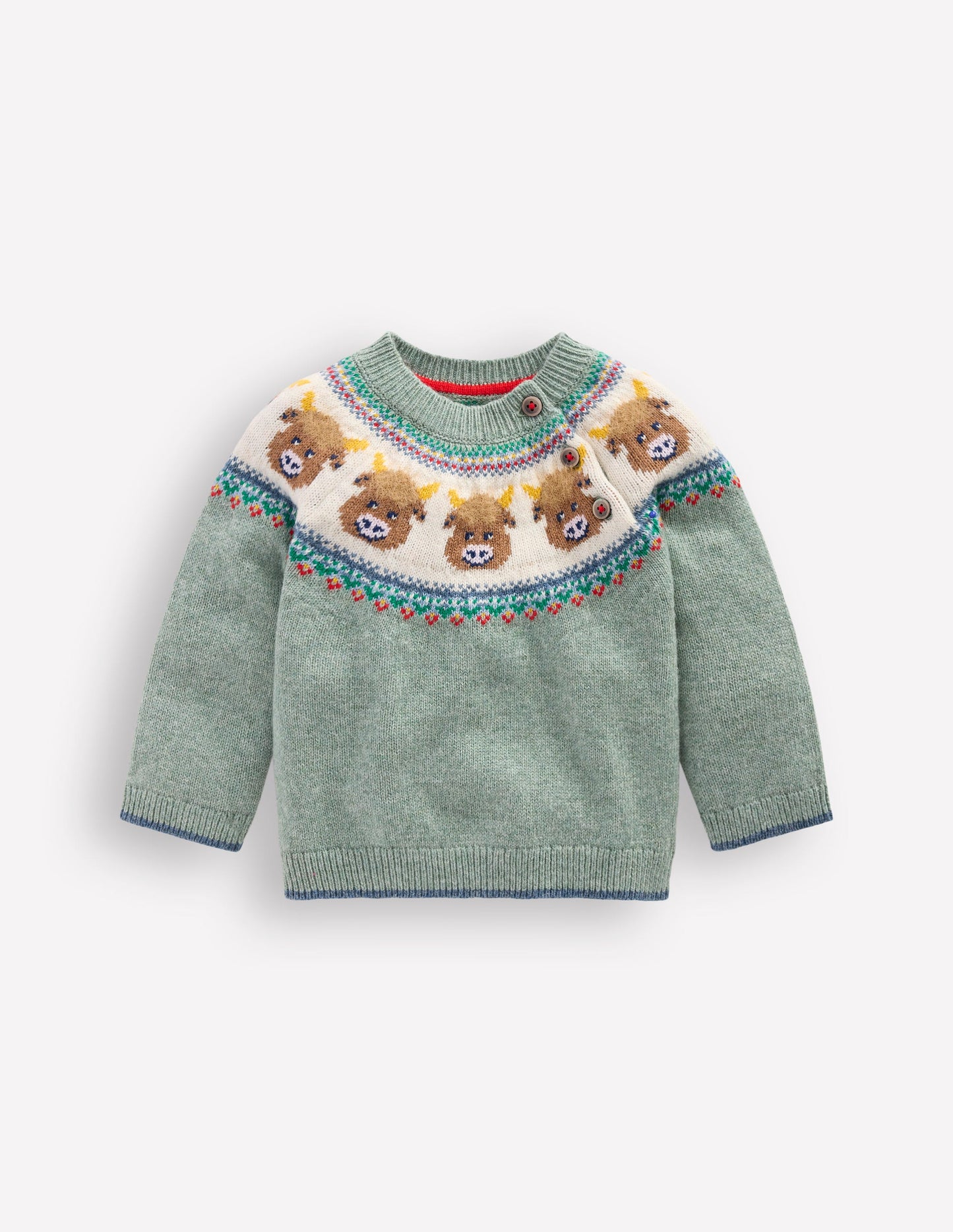 Fair isle Sweater-Csarite Green Highland Cow