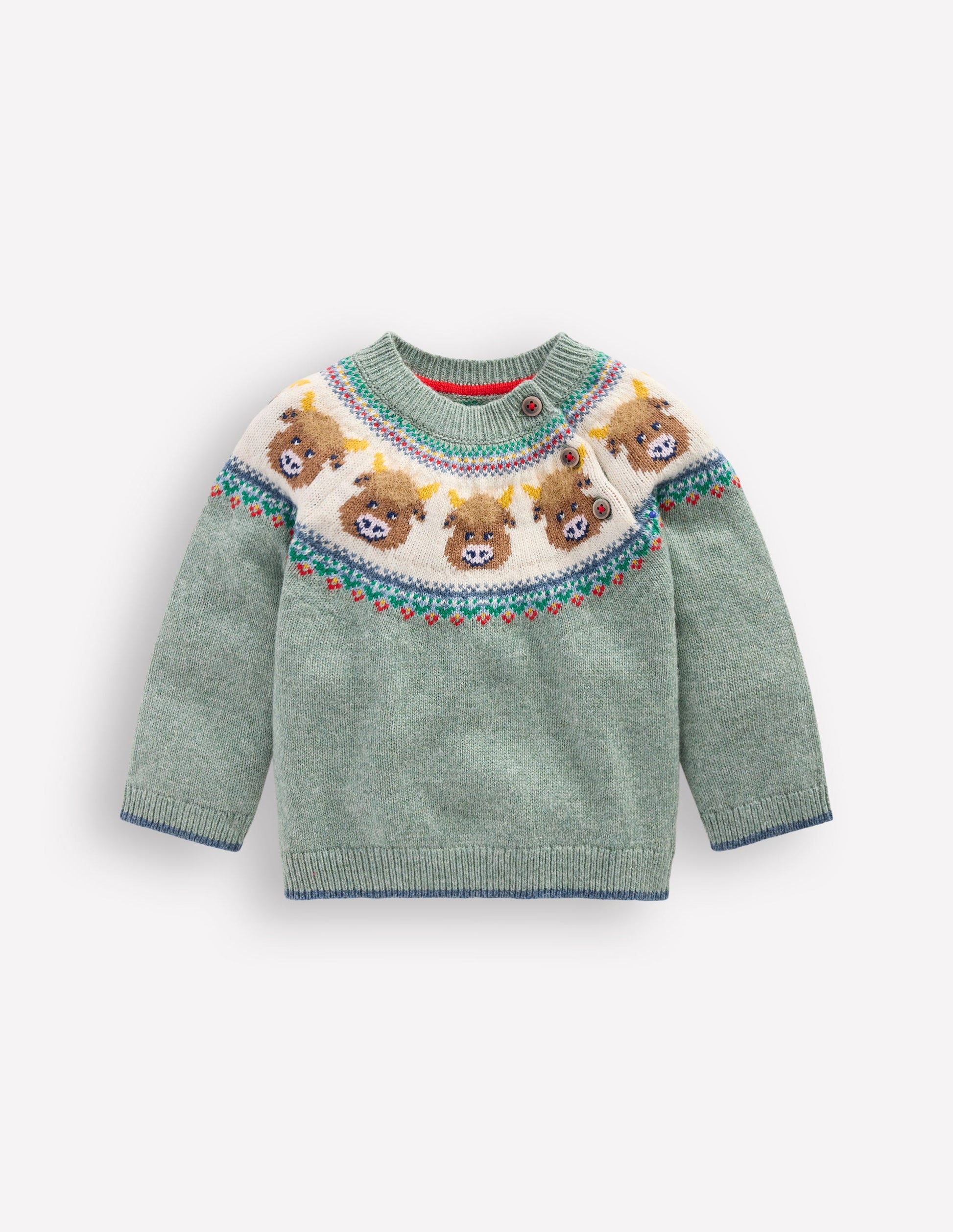 Fair isle Sweater-Csarite Green Highland Cow-1