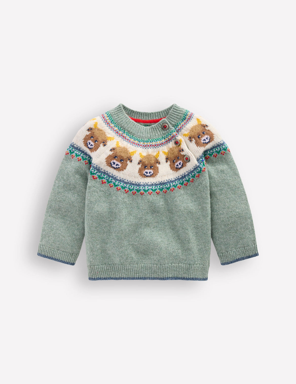 Fair isle Sweater-Csarite Green Highland Cow - Image 1
