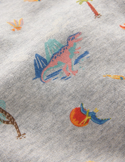 Printed Sweatshirt-Grey Marl Dinos-3