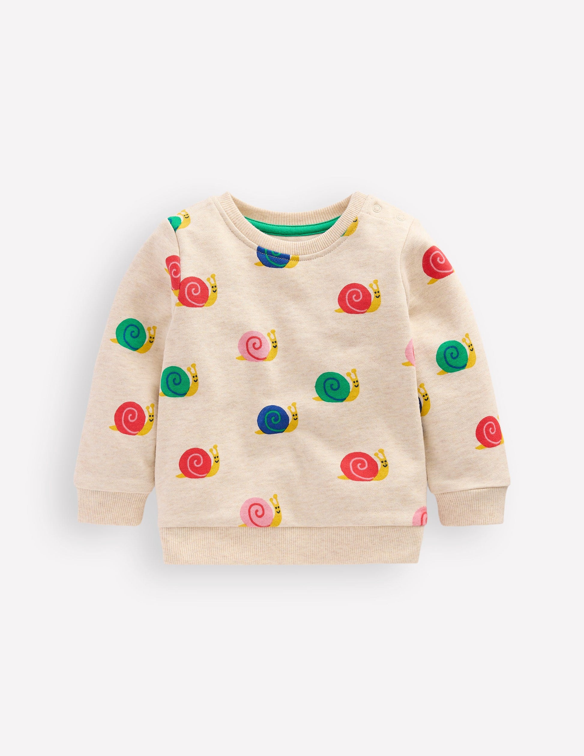 Printed Sweatshirt-Oatmeal Snail-1