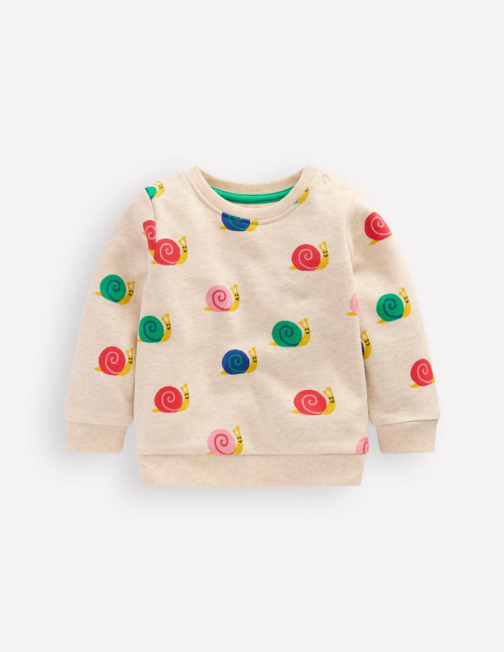 Printed Sweatshirt-Oatmeal Snail