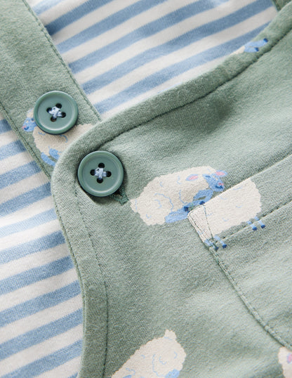 Jersey Overalls Set-Green Sheep-3