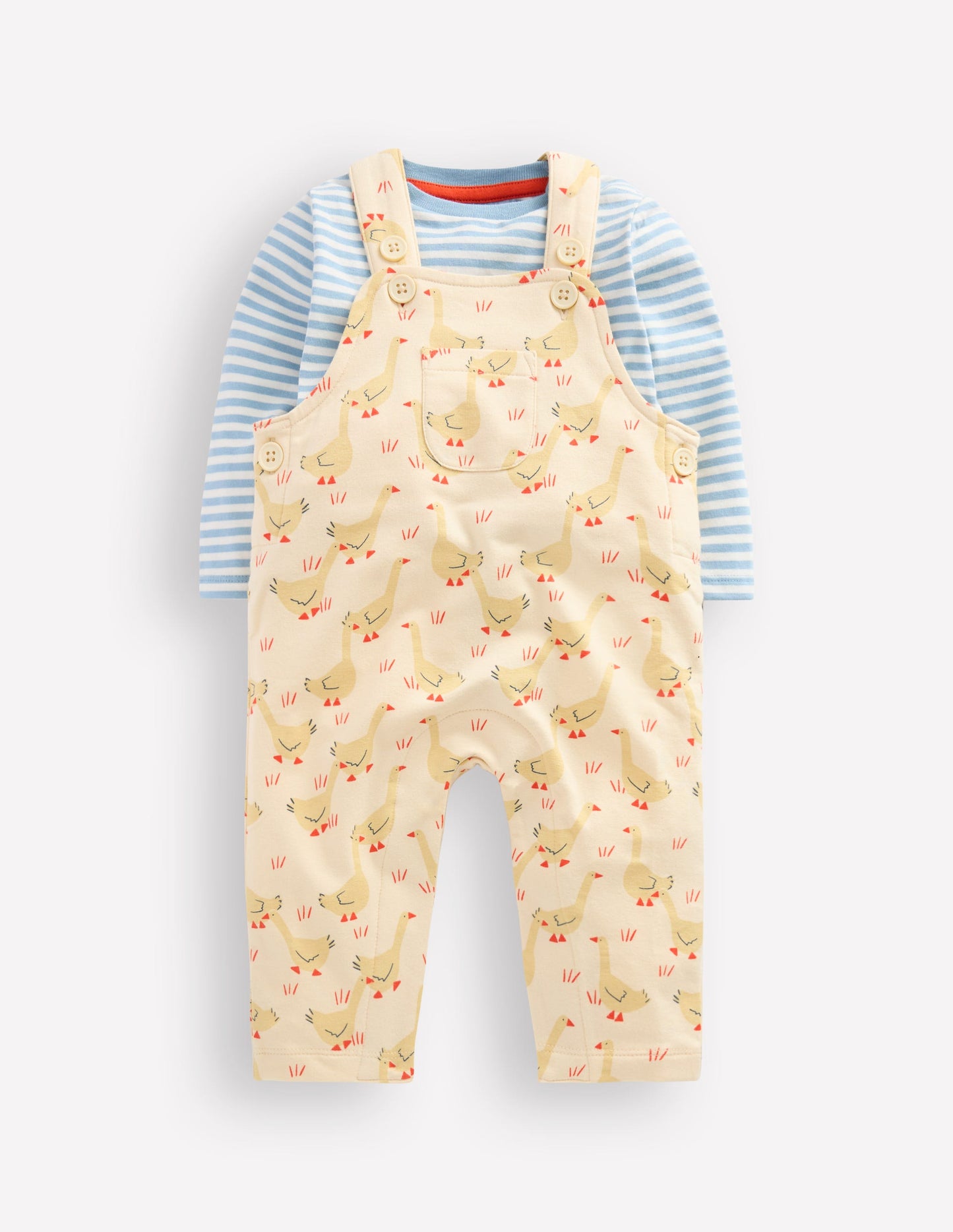 Jersey Overalls Set-Ecru Geese