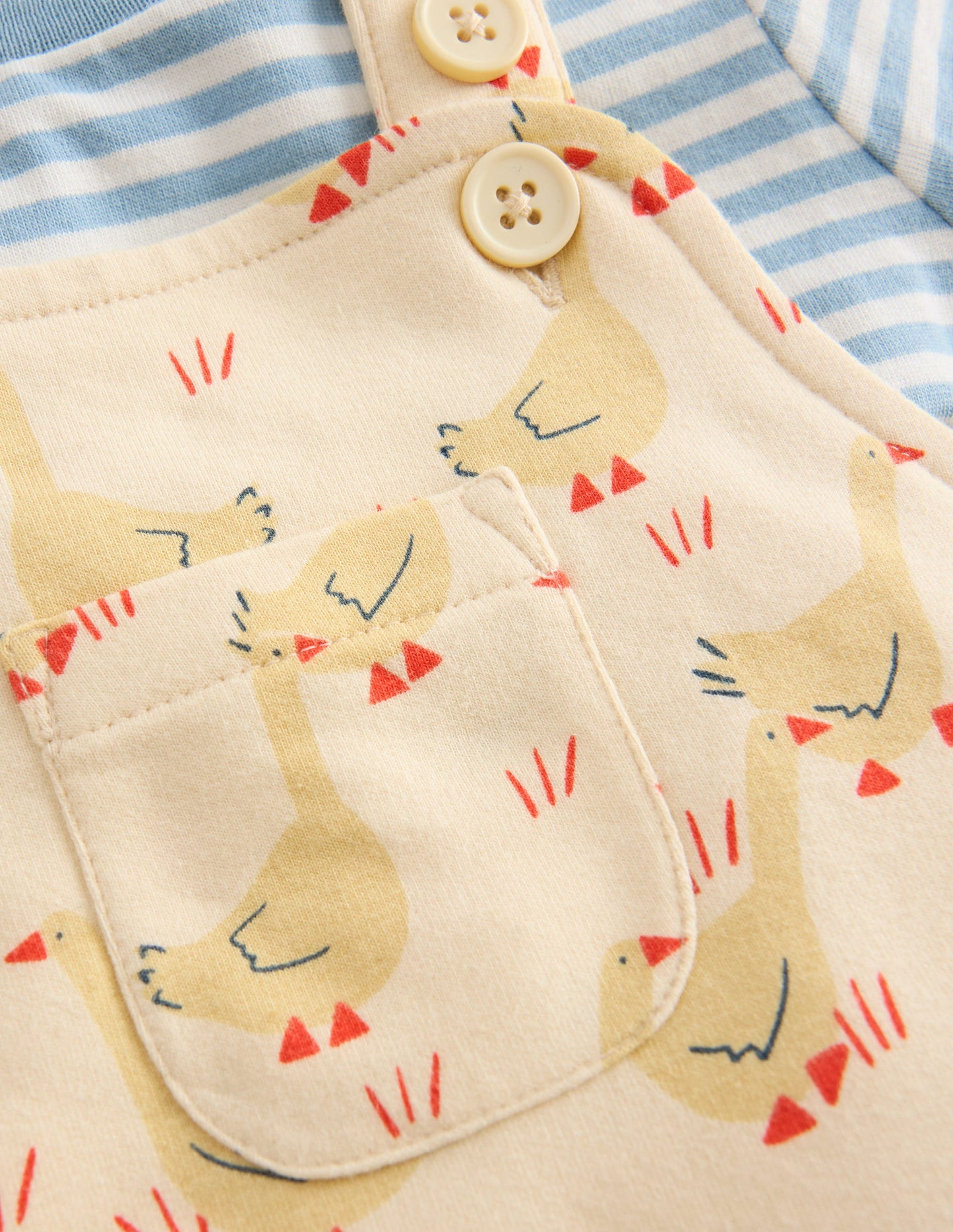 Jersey Overalls Set-Ecru Geese