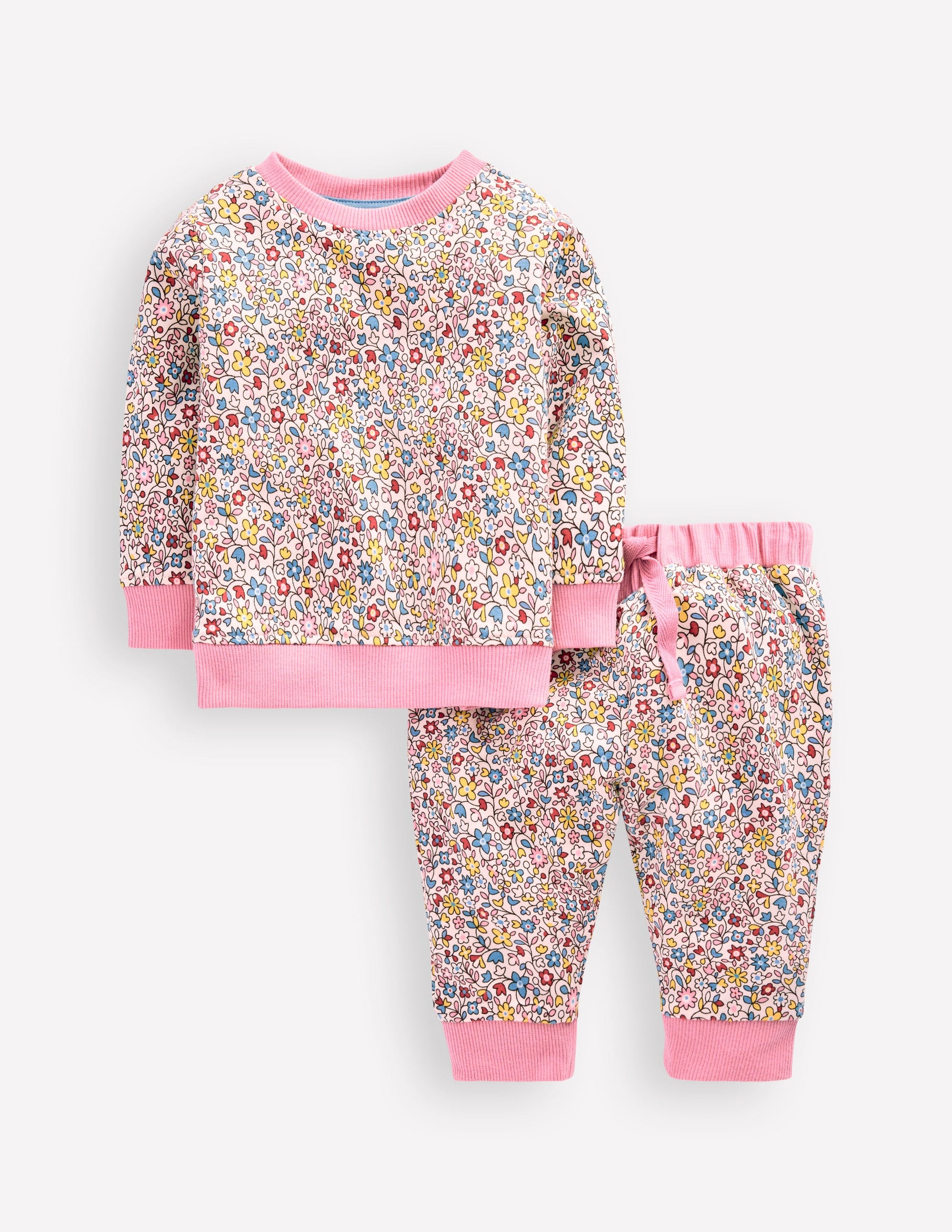 Applique Sweatshirt Set-Multi Vintage Floral Ditsy-1