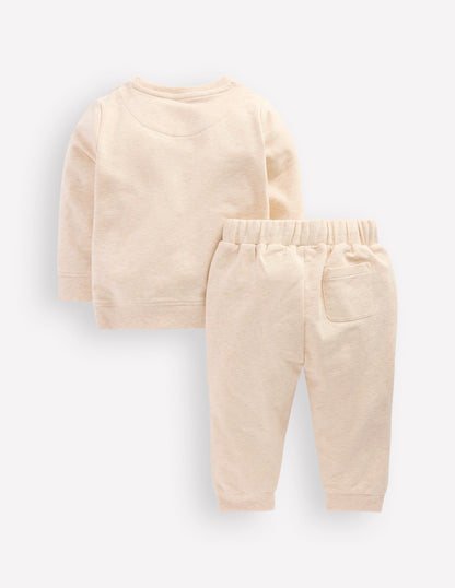 Applique Sweatshirt Set-Oatmeal Hearts & Star Applique-2