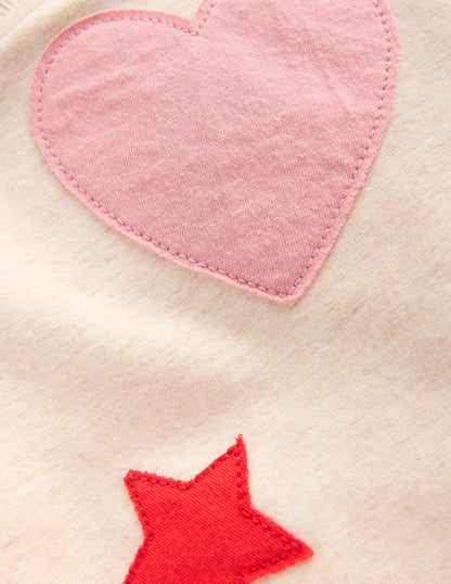 Applique Sweatshirt Set-Oatmeal Hearts & Star Applique-3