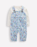 Jersey Overalls Set-Misty Blue Bunny Floral