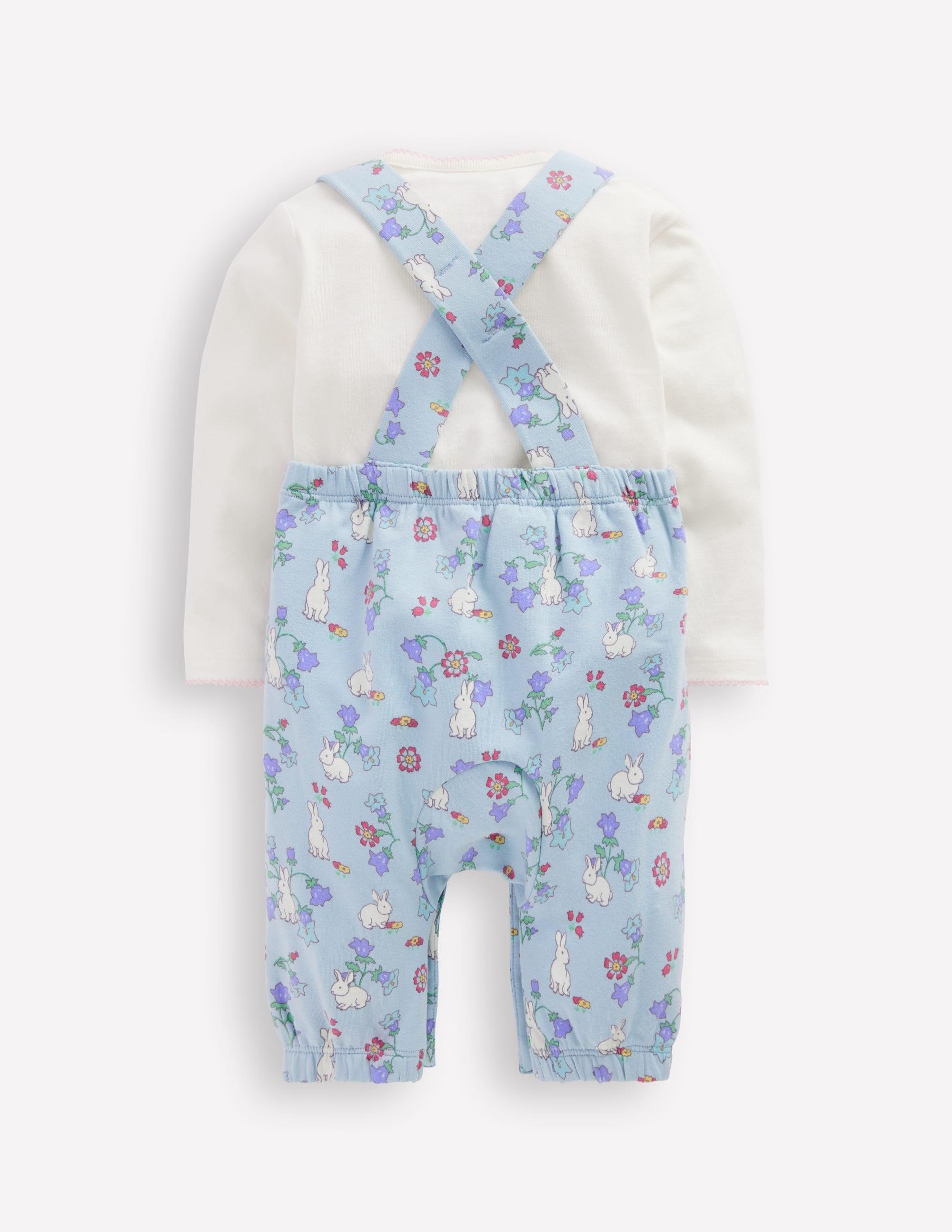 Jersey Overalls Set-Misty Blue Bunny Floral - Image 2