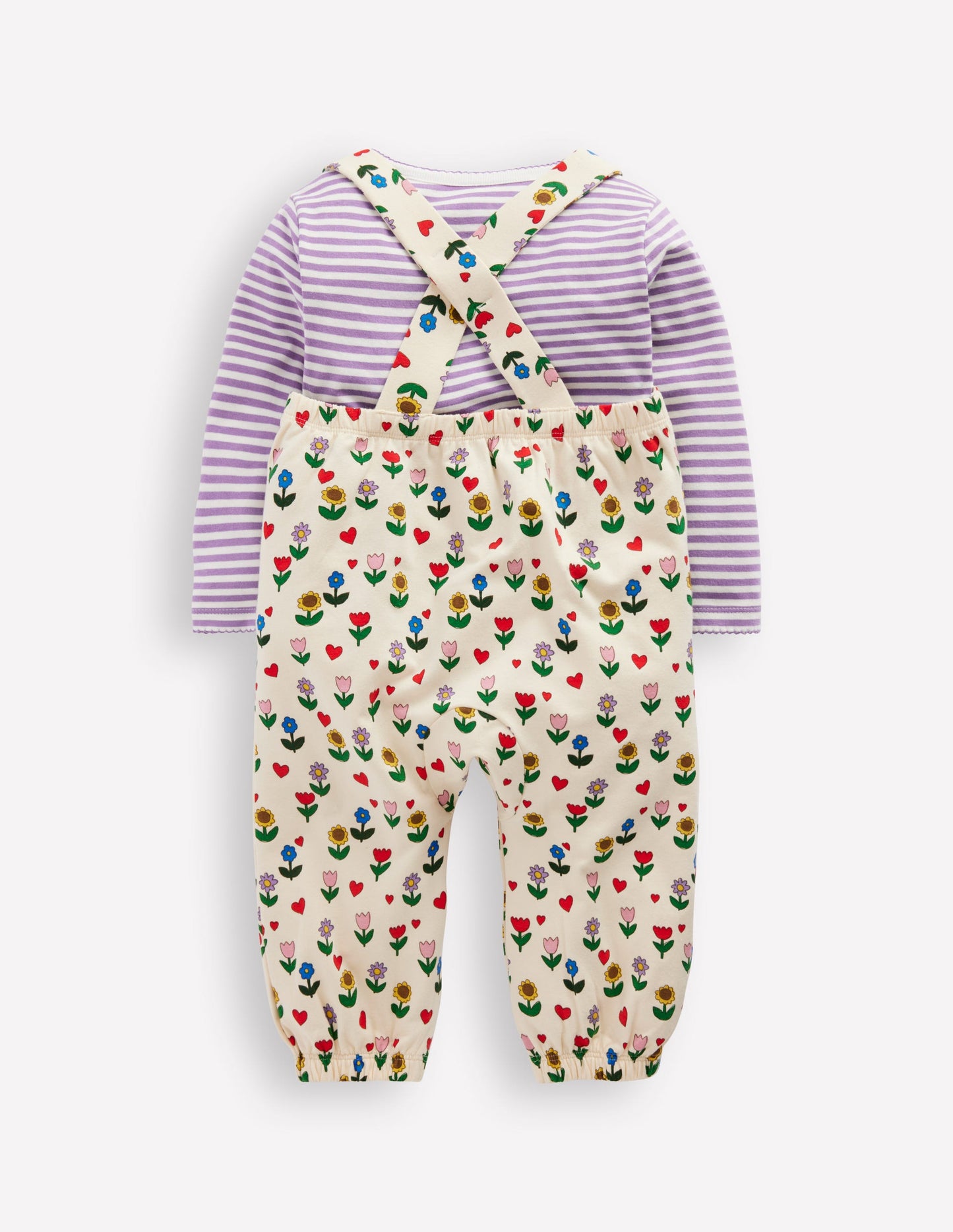 Jersey Dungaree Set-Multi Sunflower Garden