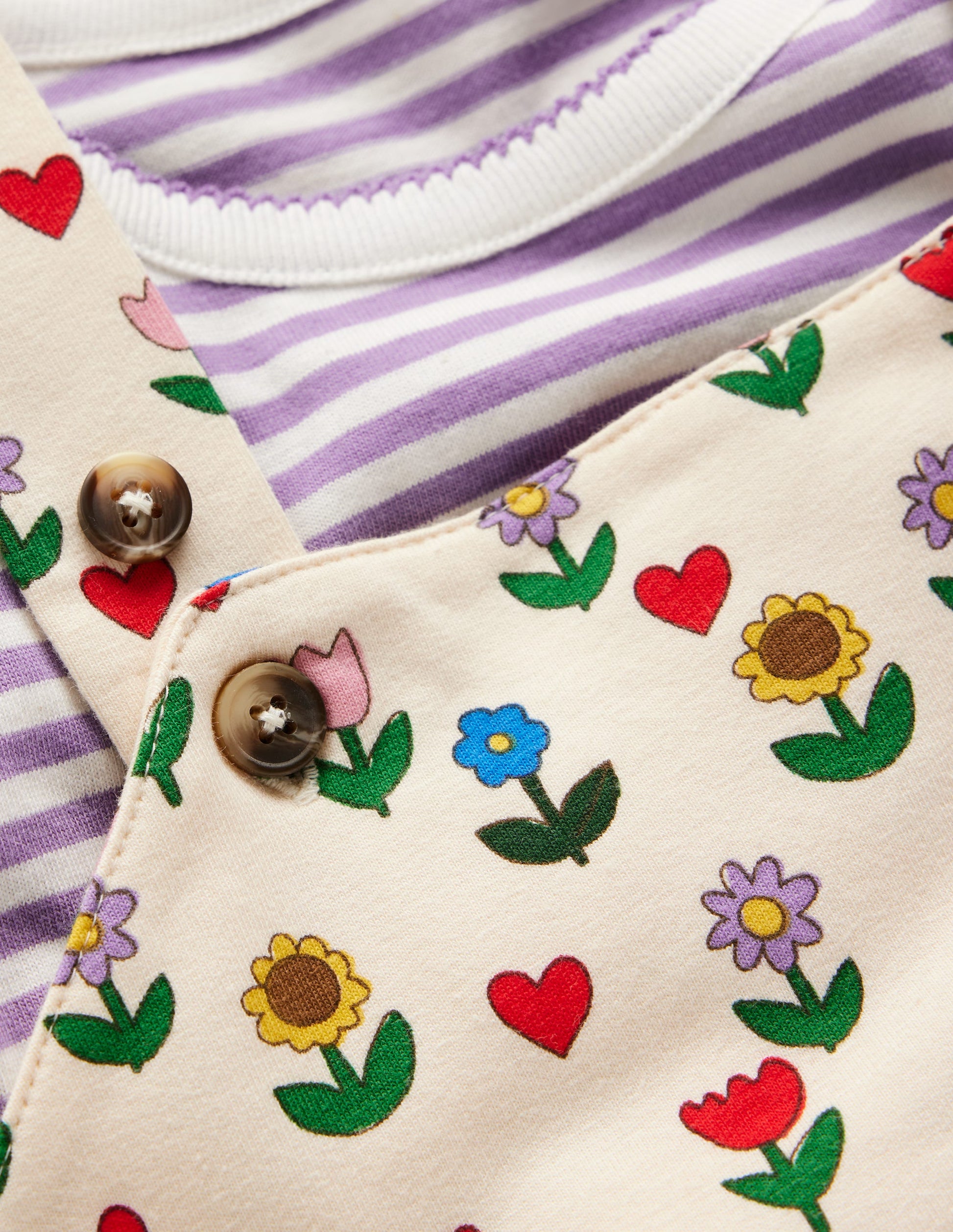 Jersey Dungaree Set-Multi Sunflower Garden-3