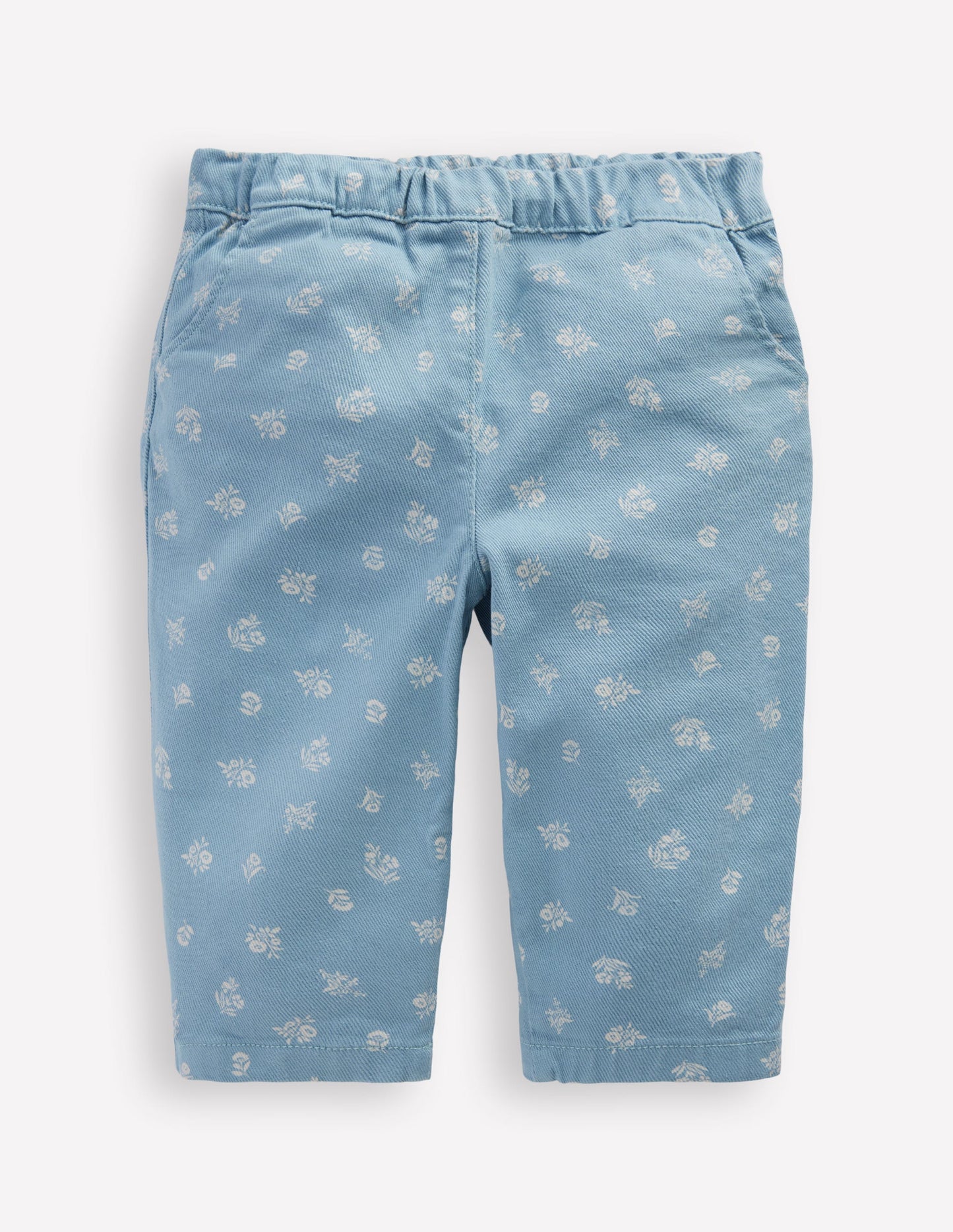 Cotton Pull-on Pants-Blue Floral Print