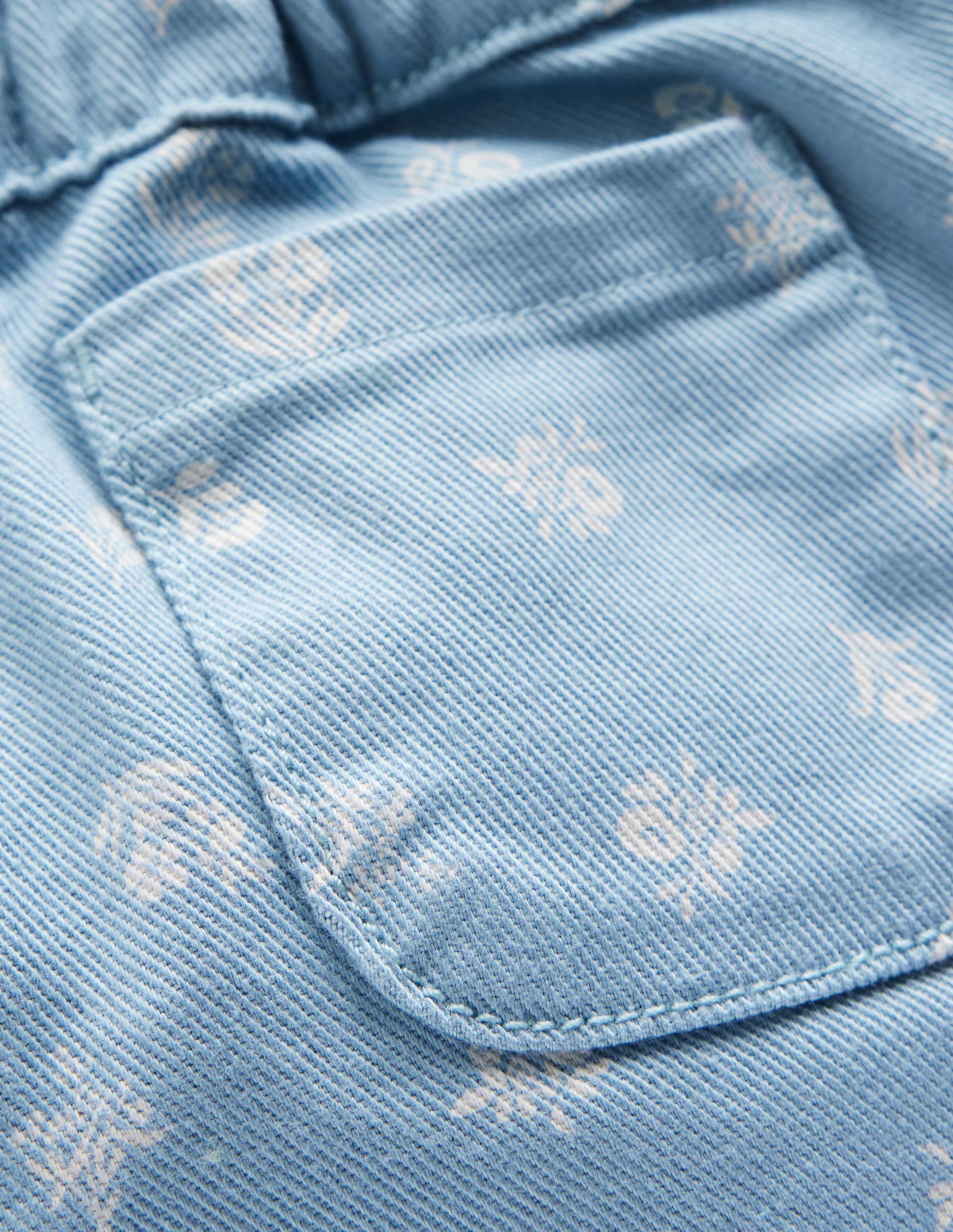 Cotton Pull-on Pants-Blue Floral Print - Image 3