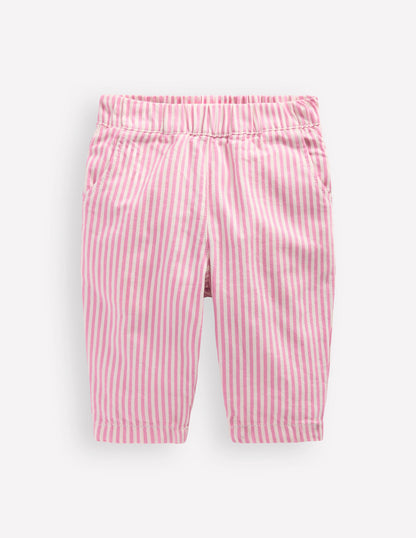 Cotton Pull-on Pants-Pink Stripe-1