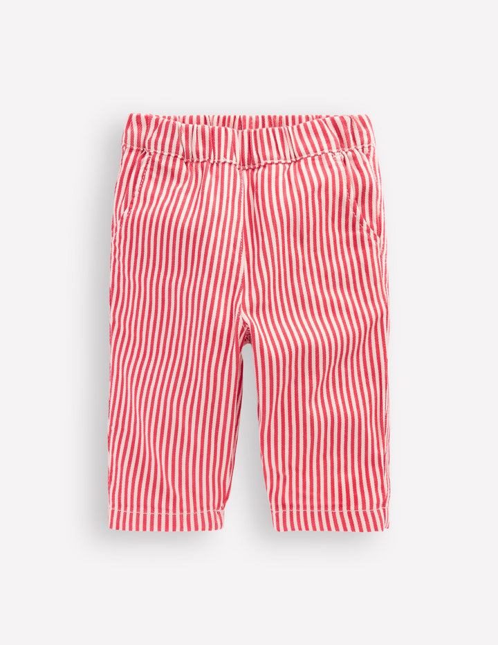 Cotton Pull-on Pants-Red Stripe