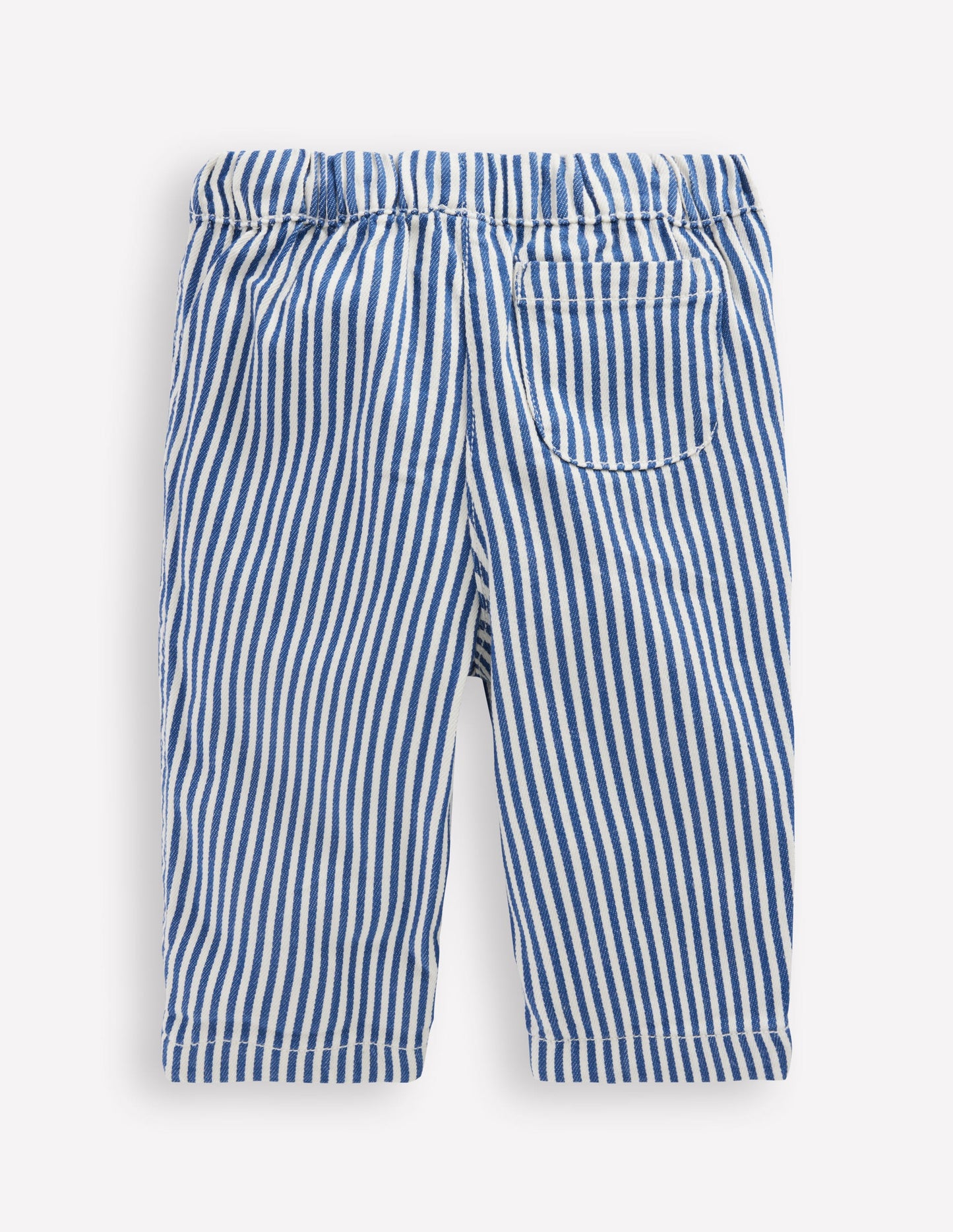 Cotton Pull-on Pants-Blue and Ivory Stripe