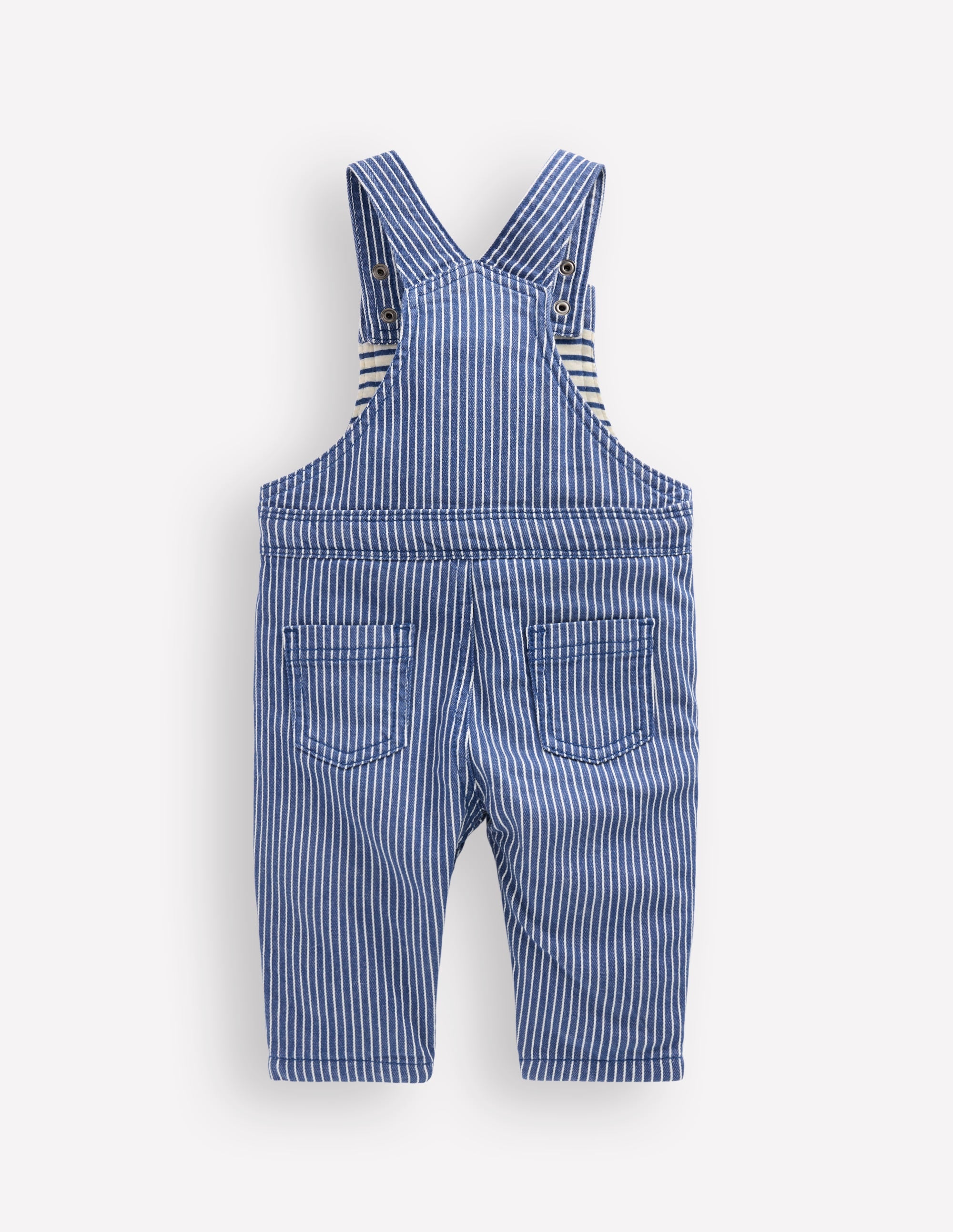 Woven Dungarees-Navy Ticking Stripe - Image 2