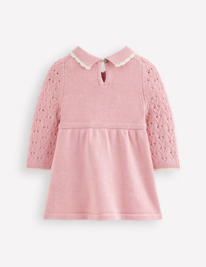 Pointelle Knitted Dress-Vintage Pink-2