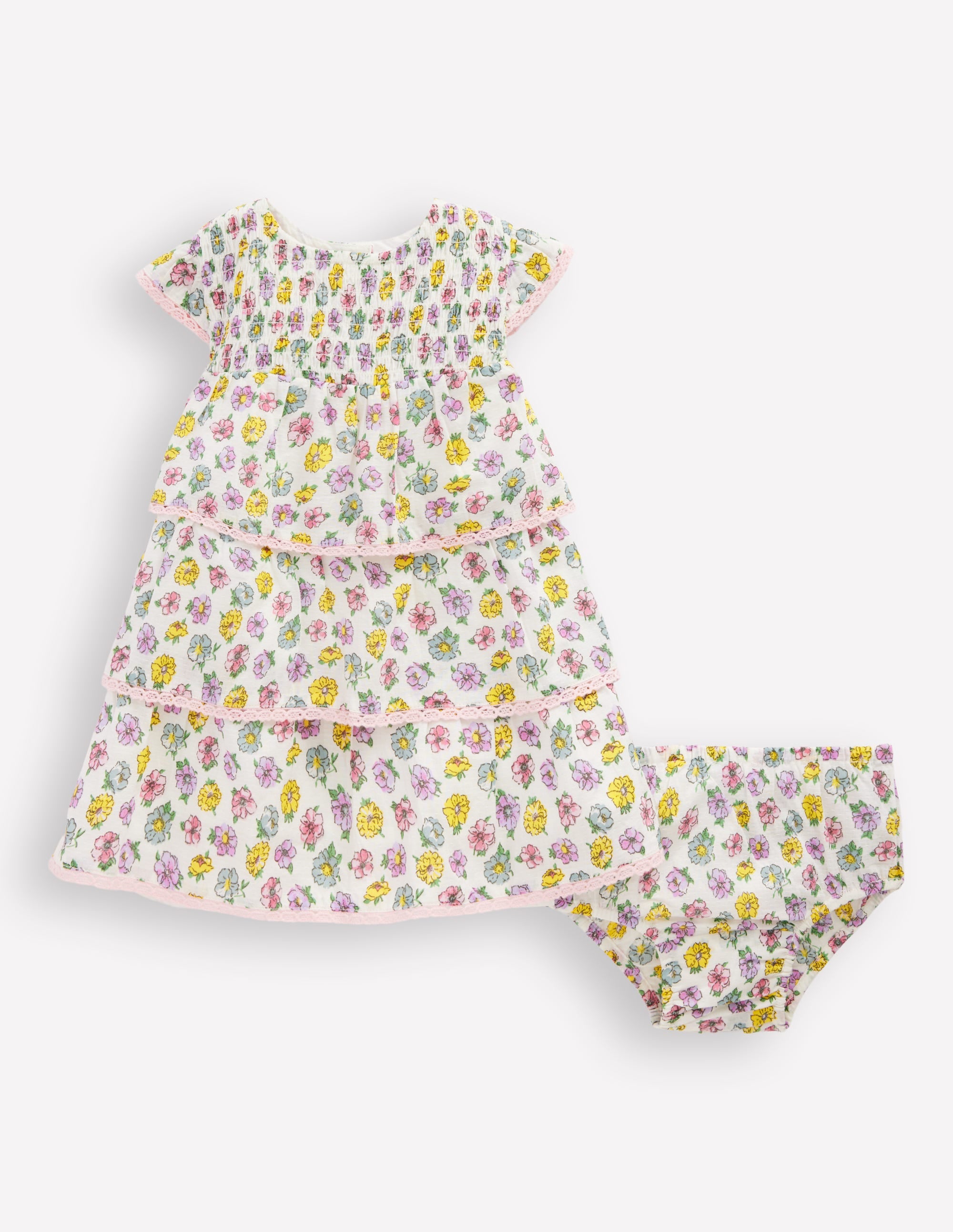 Tiered Woven Dress-Soft Ivory Rose - Image 1