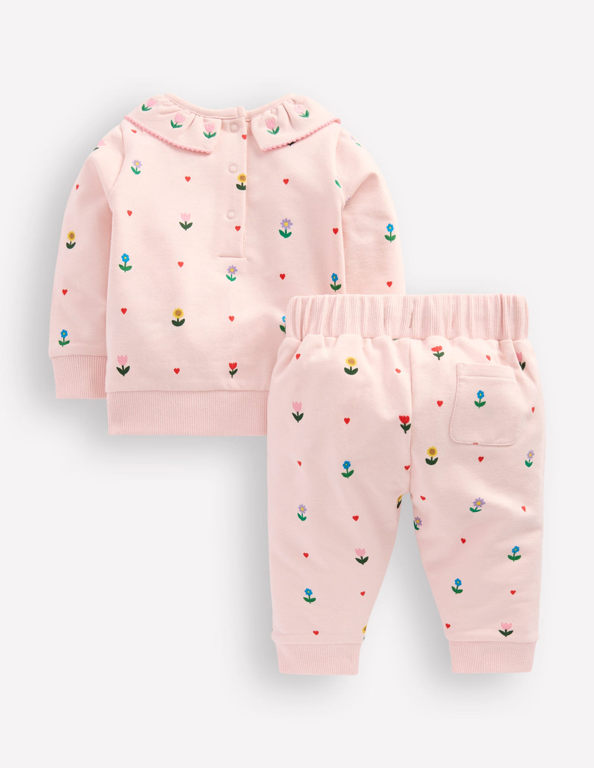 Ruffle Neck Sweatshirt Set-Chalk Pink Multi Heart Flower - Image 2