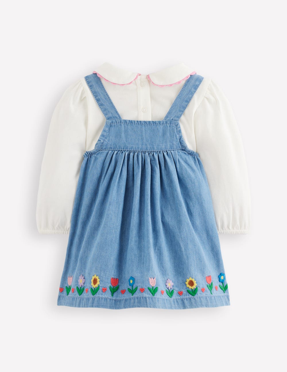 Boden Baby Embroidered Pinny Dress Set in Blue | Size 0-3 Months Boden Baby Embroidered Pinny Dress Set in Blue | Size 0-3 Months