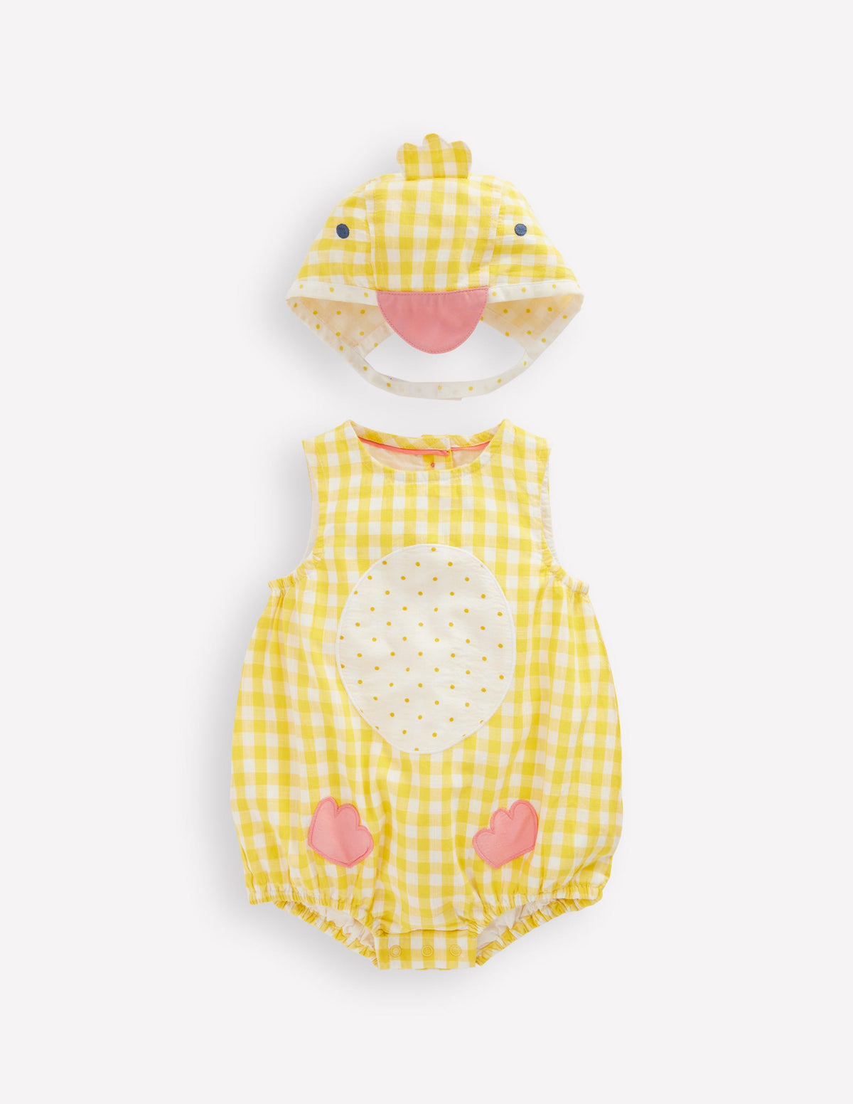 Novelty Woven Romper Set-Pineapple Yellow Gingham Chick - Image 1