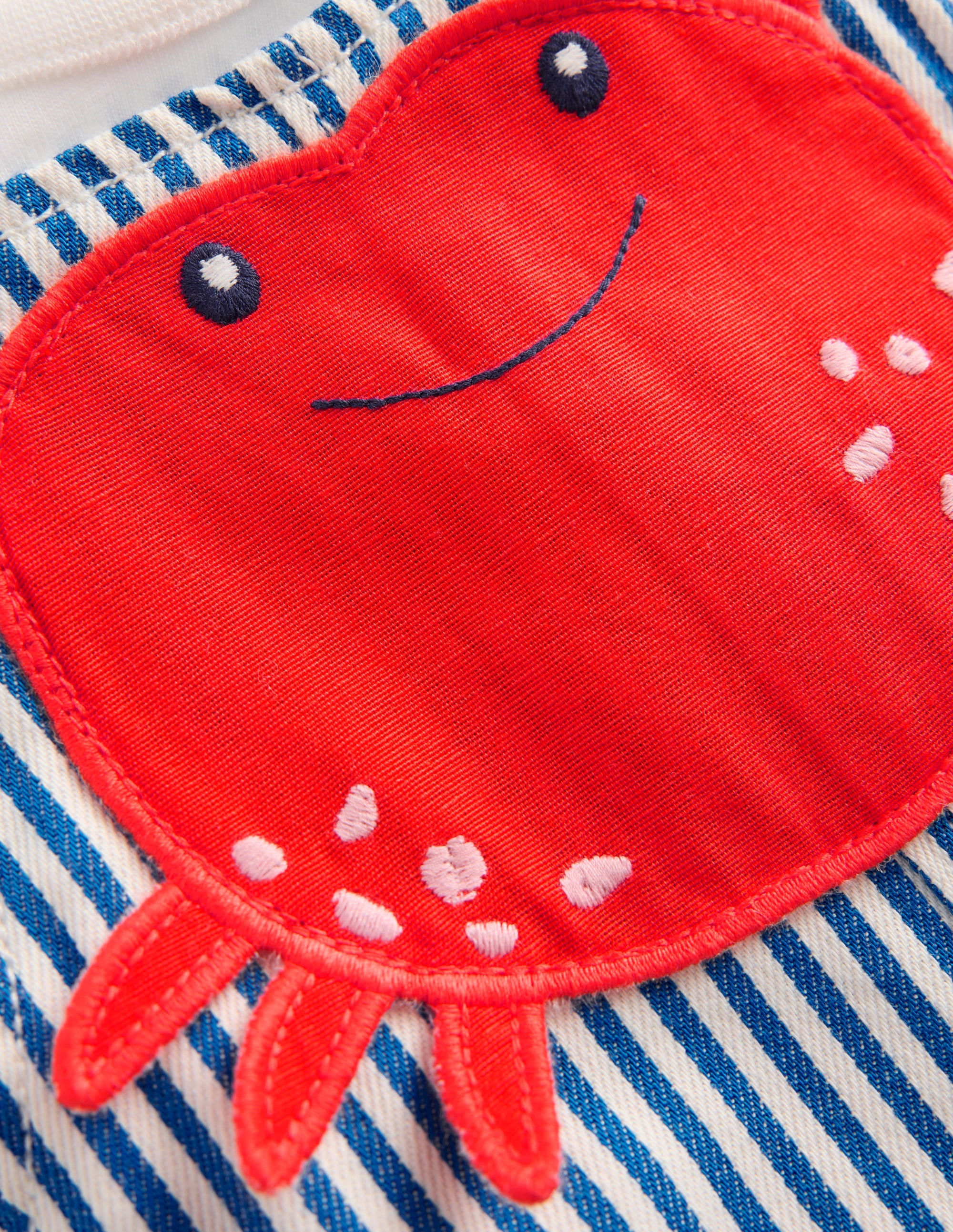 Novelty Woven Overalls Set-Blue Stripe Crab - Image 3