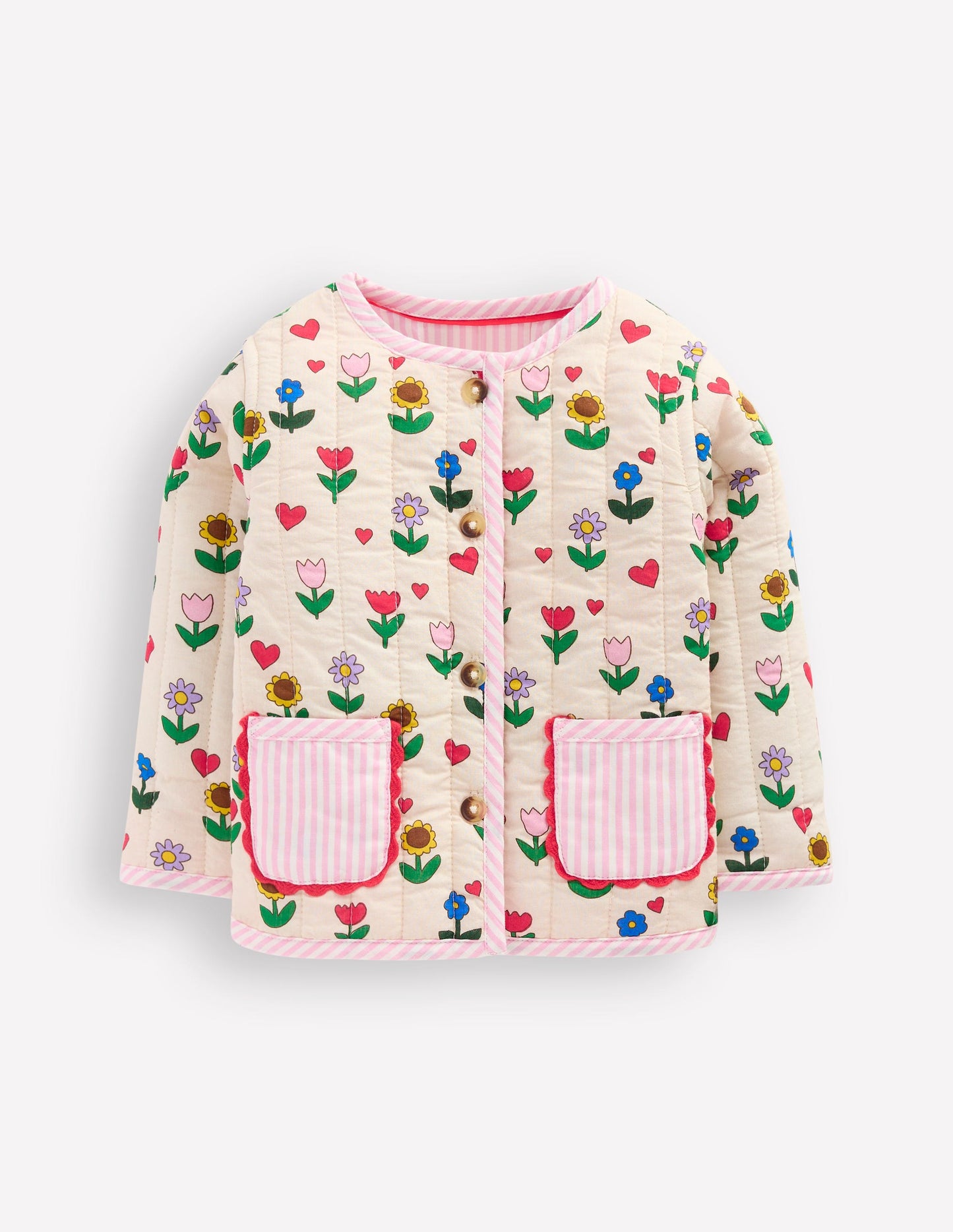 Printed Quilted Jacket-Multi Sunflower Garden
