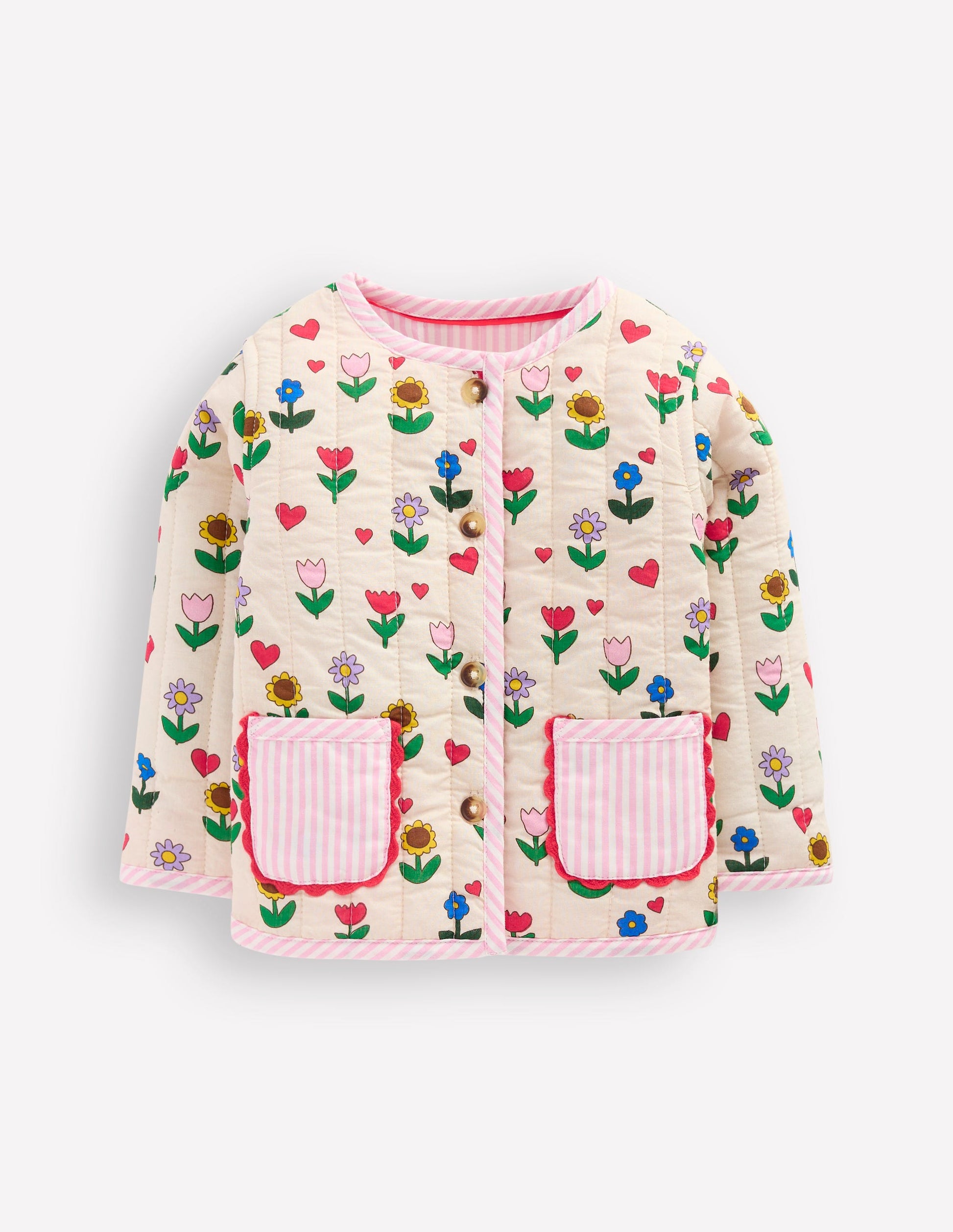 Printed Quilted Jacket-Multi Sunflower Garden-1