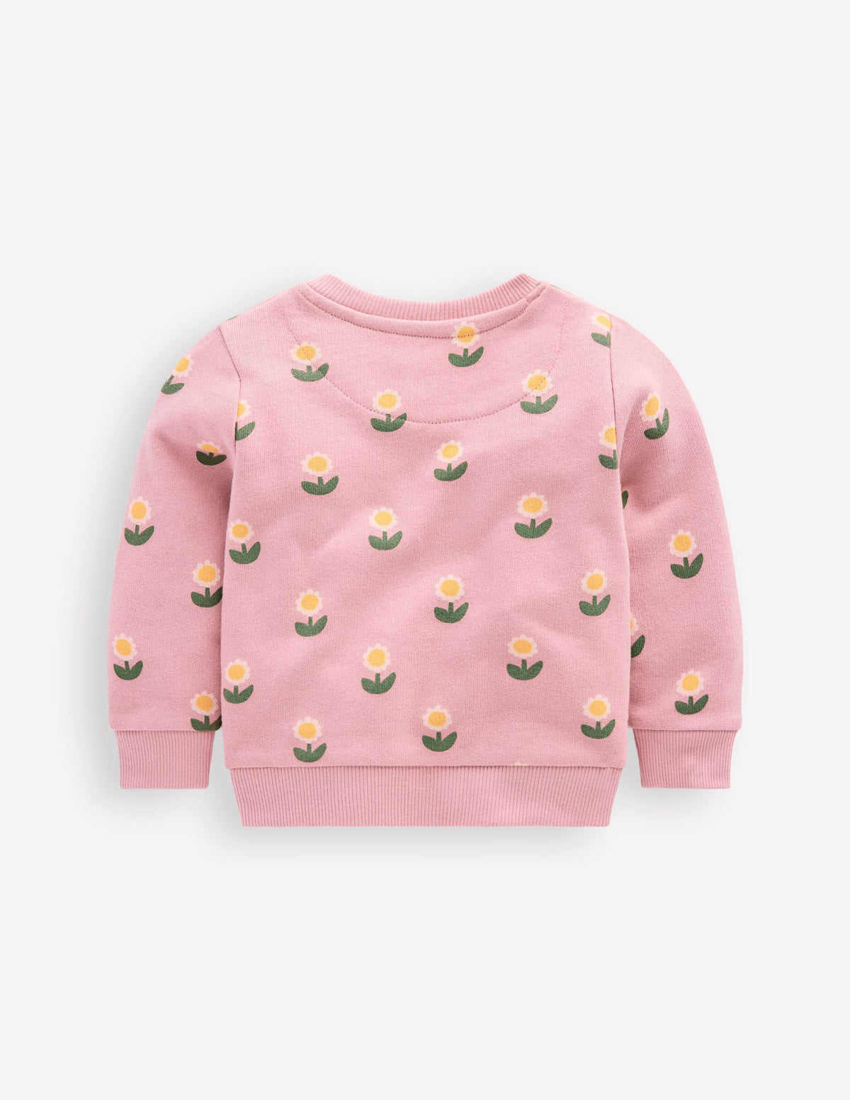 Printed Sweatshirt-Vintage Pink Daisy Stamp - Image 2