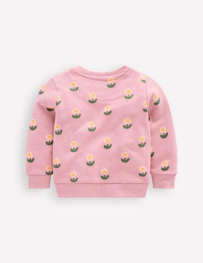 Printed Sweatshirt-Vintage Pink Daisy Stamp-2