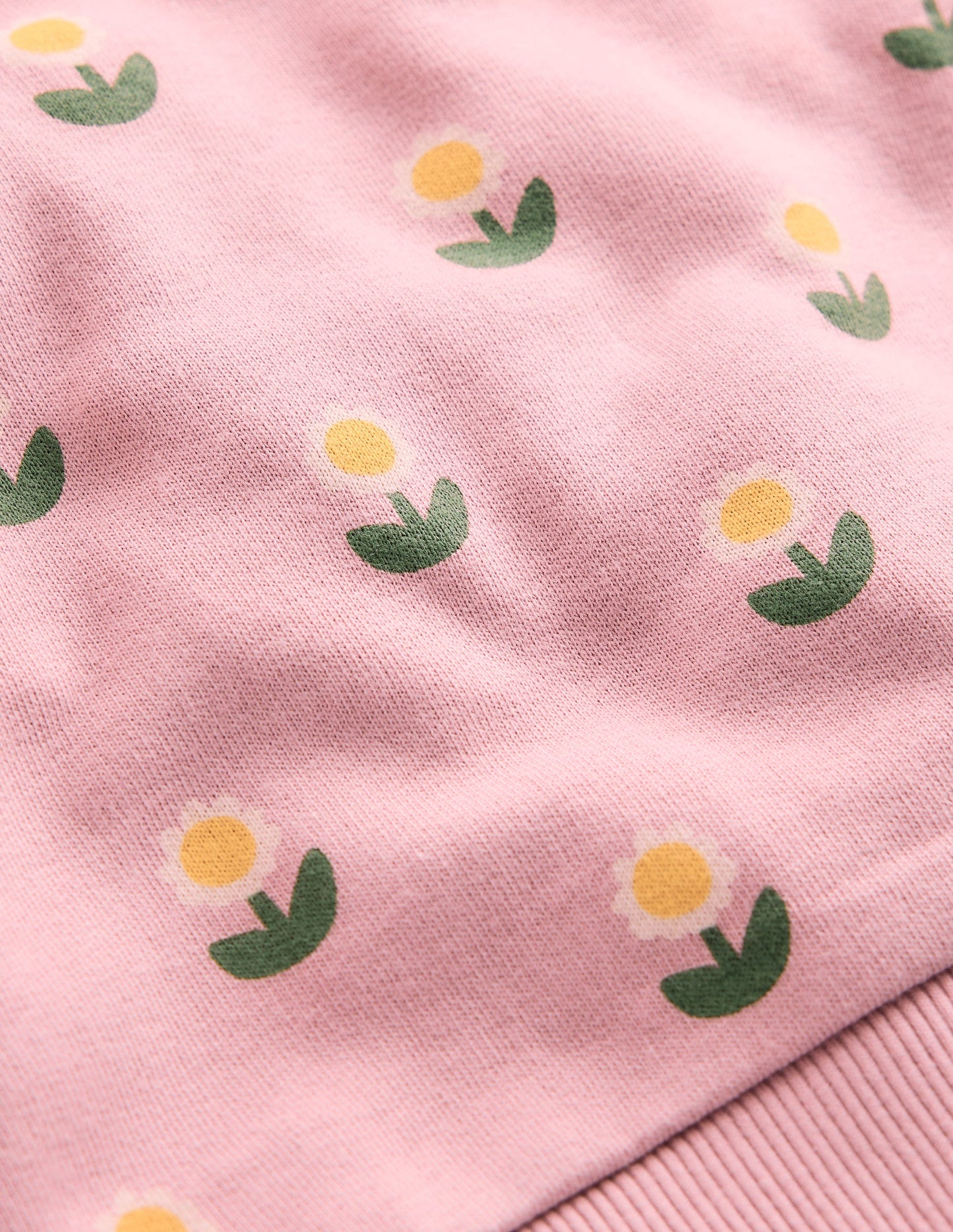 Printed Sweatshirt-Vintage Pink Daisy Stamp