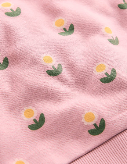 Printed Sweatshirt-Vintage Pink Daisy Stamp-3