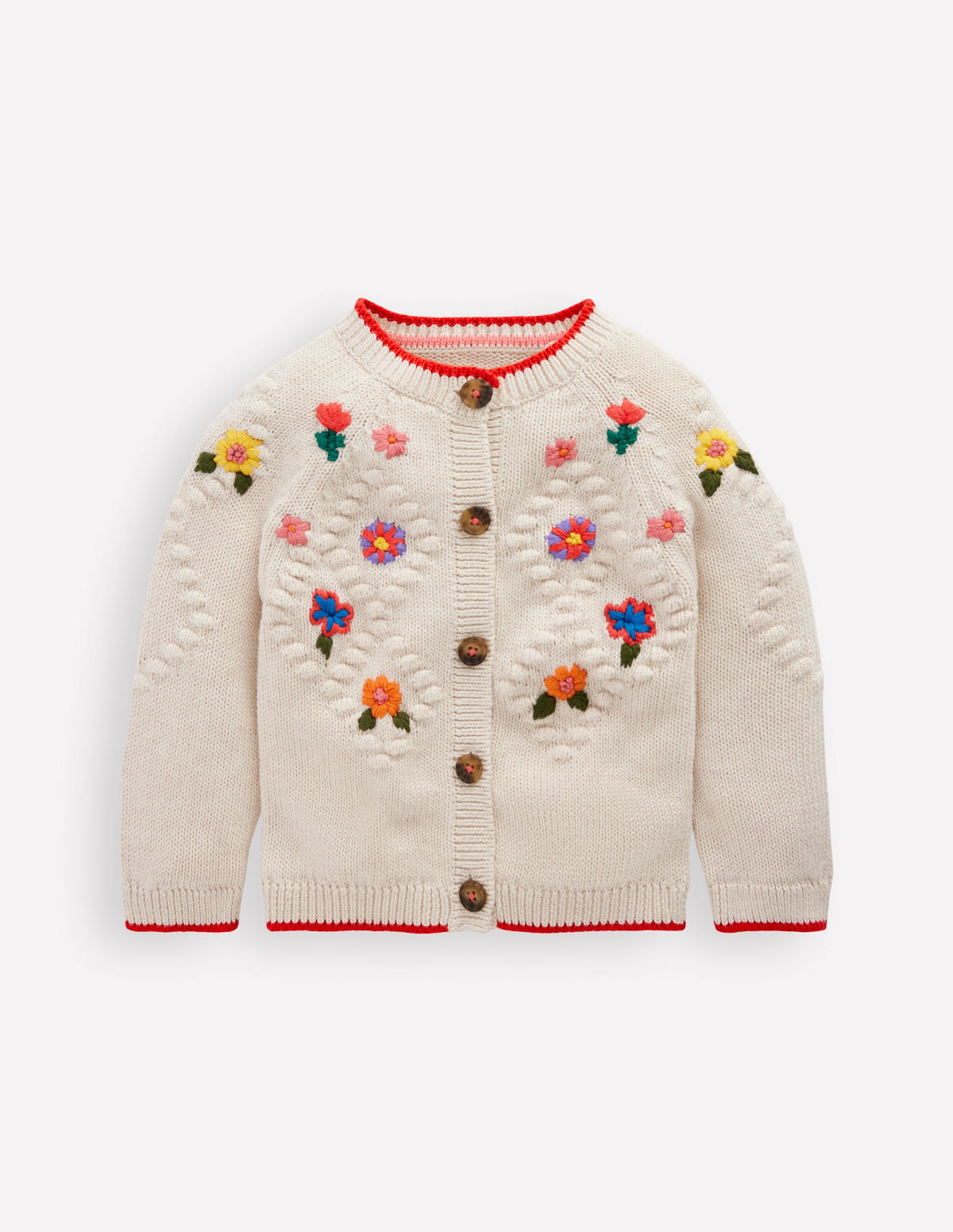 Cotton Embroidered Cardigan-Ecru Flowers - Image 1