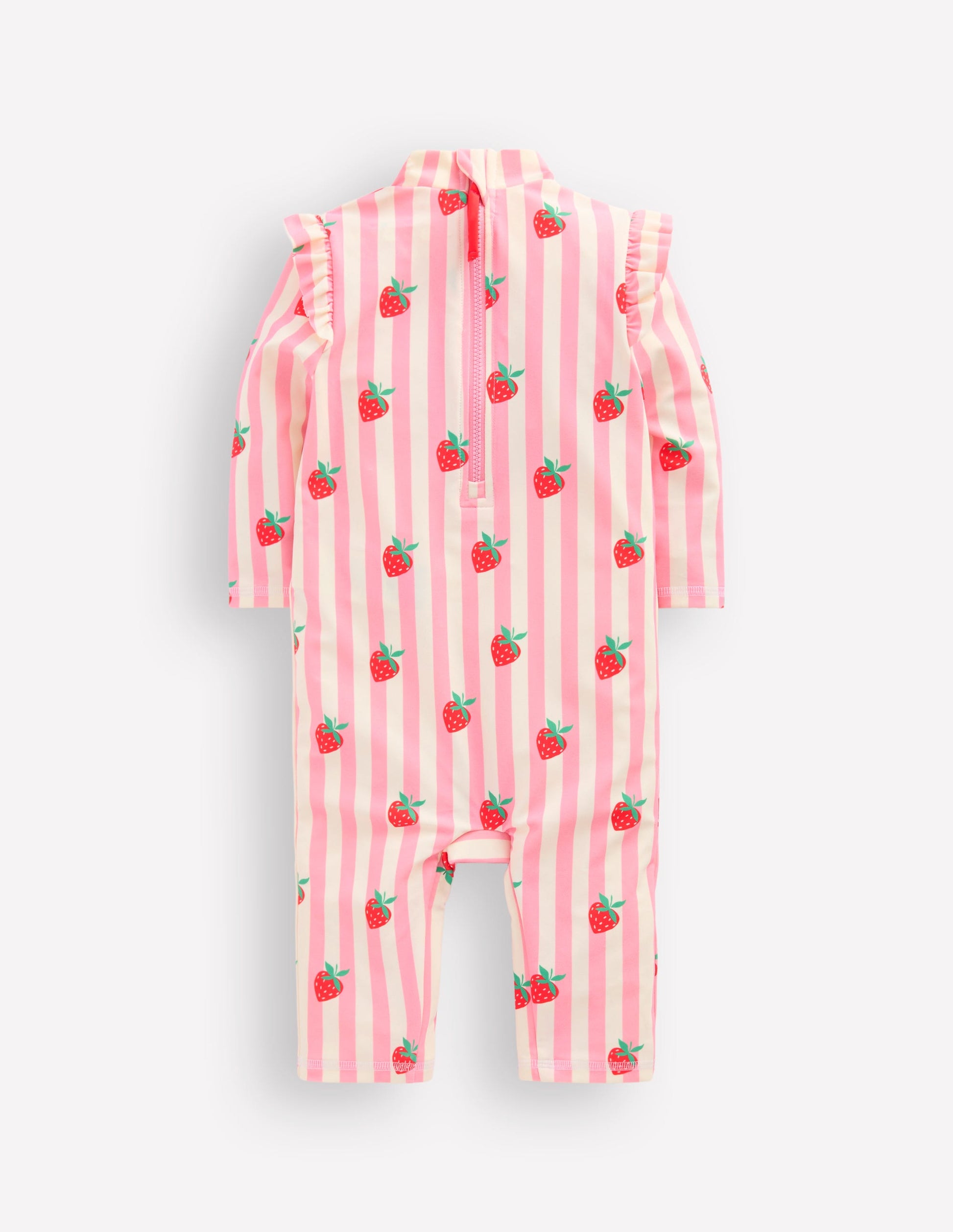 Girls Sun Safe Surfsuit-Pink Strawberry Stripe-2