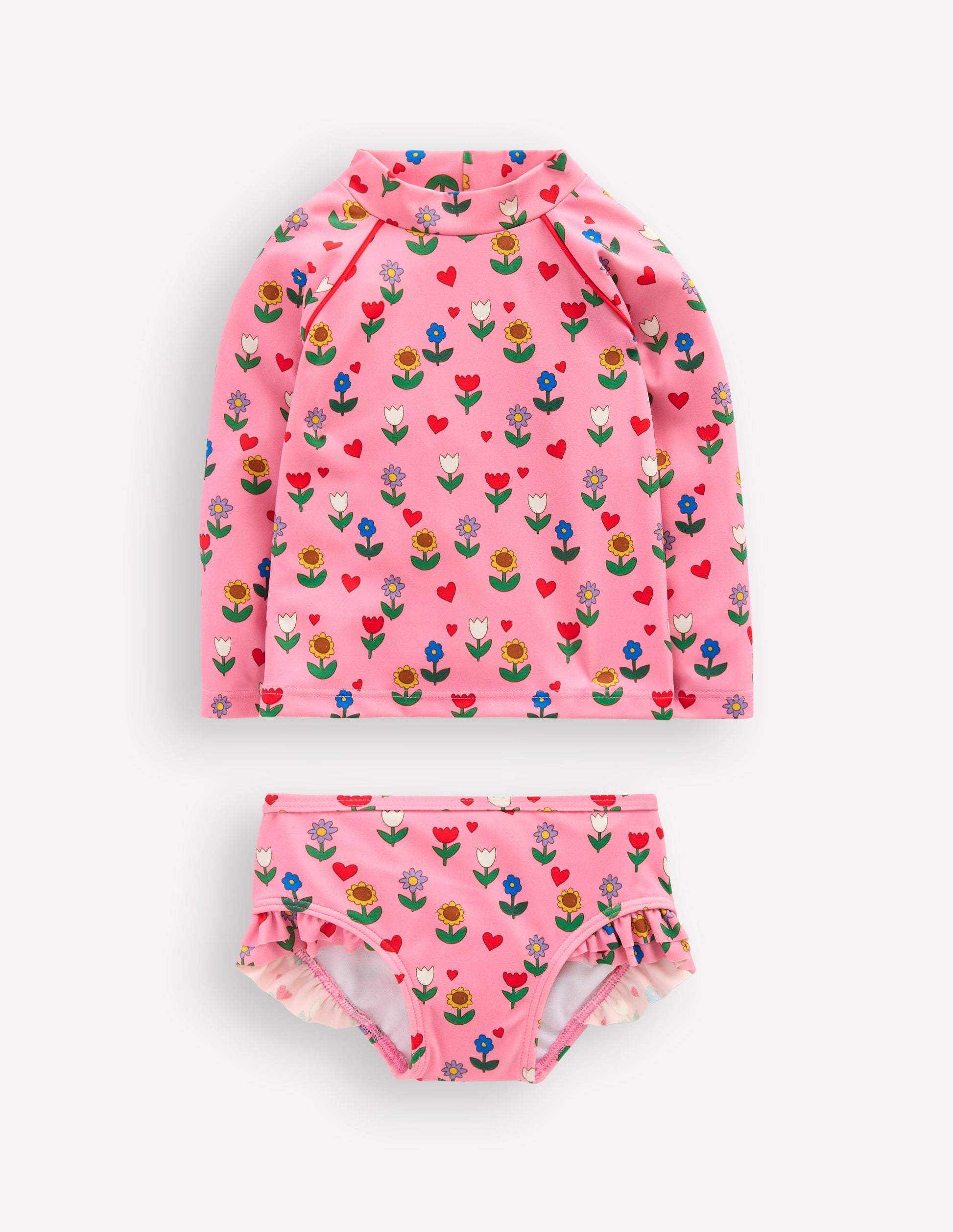 Logo Rash Vest Set-Pink Flower Garden-1