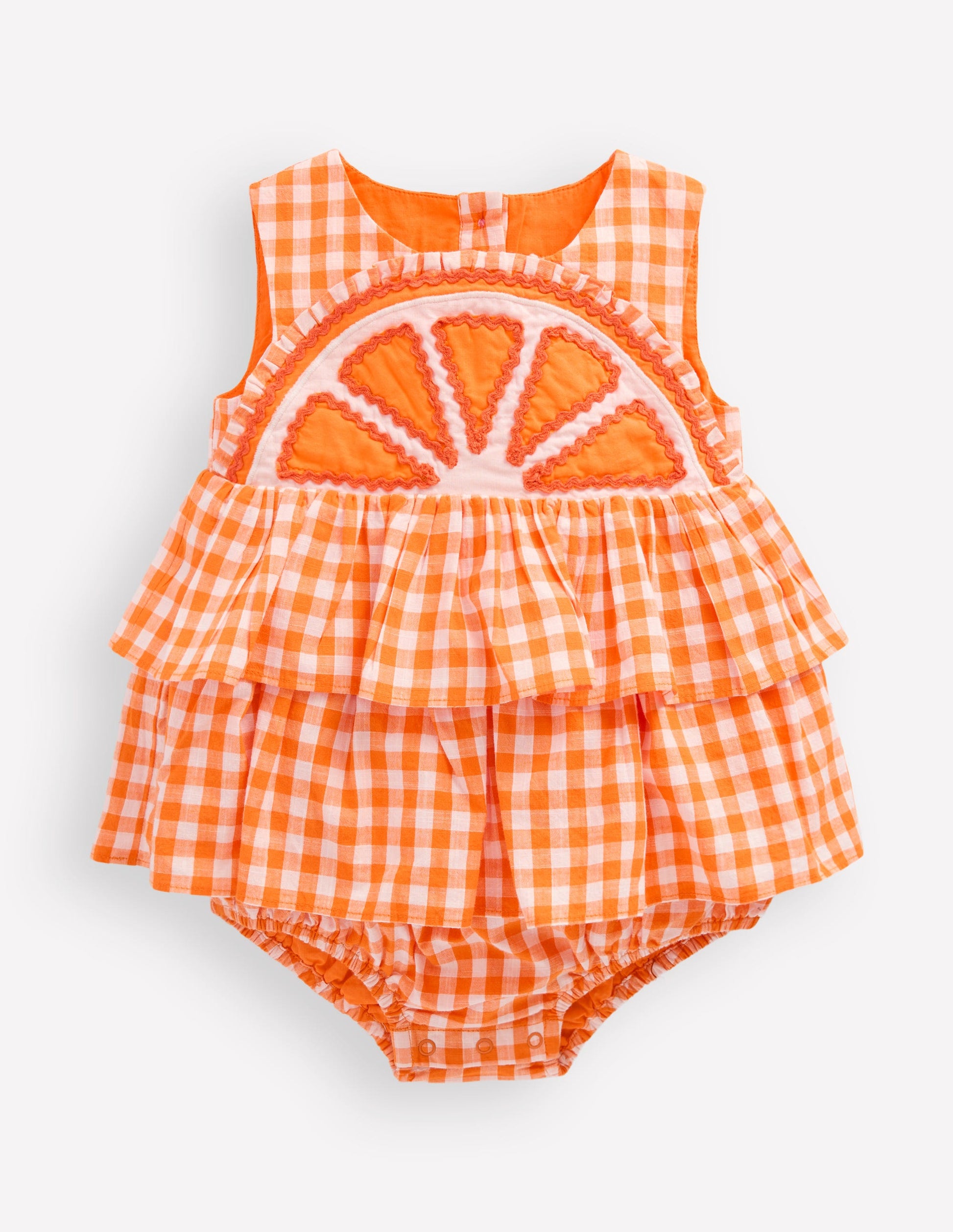 Bubble Romper-Orange Gingham-1